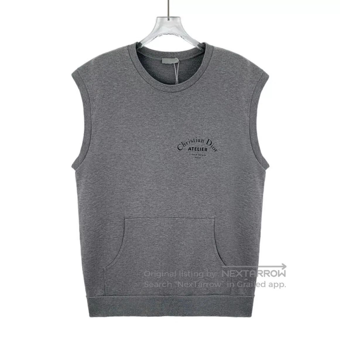 Dior gray sleeveless logo cotton sweatshirt by dior. Size US XL / EU 56 / 4 - 1 Thumbnail