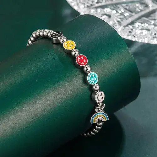 Jewelry Smiling Face Ball Chain Bracelets Size ONE SIZE - 3 Thumbnail