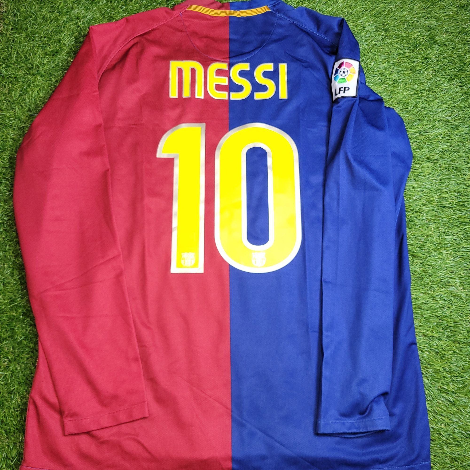 Messi Barcelona TREBLE 2008 2009 Long Sleeve Soccer Jersey L