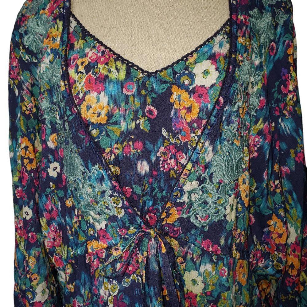 Sundae School CT342 Sundance two-piece Mini Blue Floral Flare Dress L Size L / US 10 / IT 46 - 2 Thumbnail