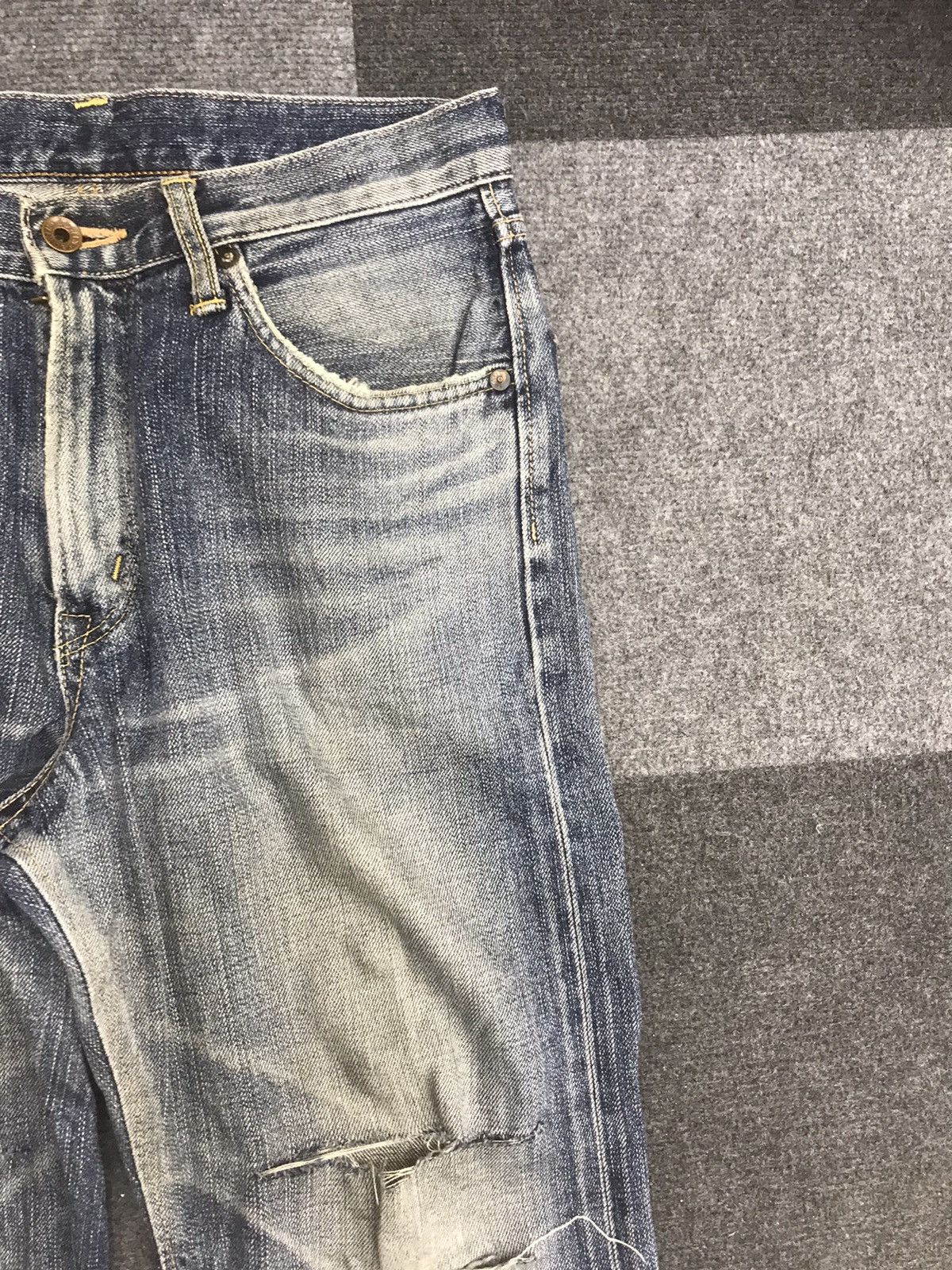 Edwin 💥THRASHED💥EDWIN 505zx Selvedge Distressed Jeans Size US 30 / EU 46 - 4 Thumbnail