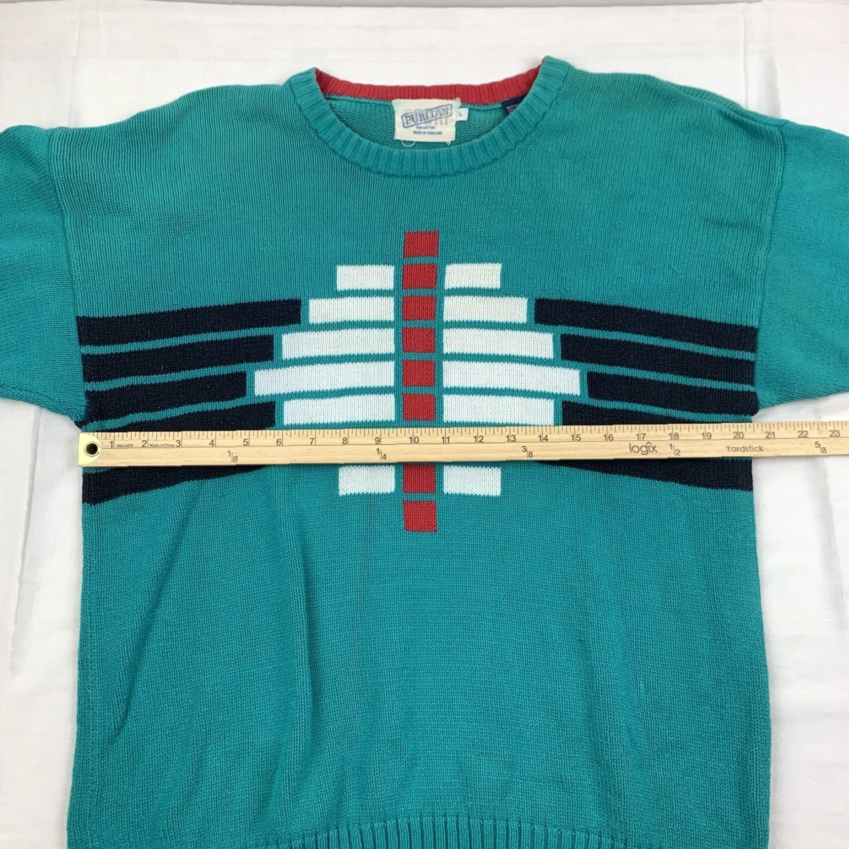 Vintage VINTAGE Puritan Sweater Men Pullover Knit Blue Heavyweight 90s Large Crew Neck Cotton Size US L / EU 52-54 / 3 - 6 Thumbnail