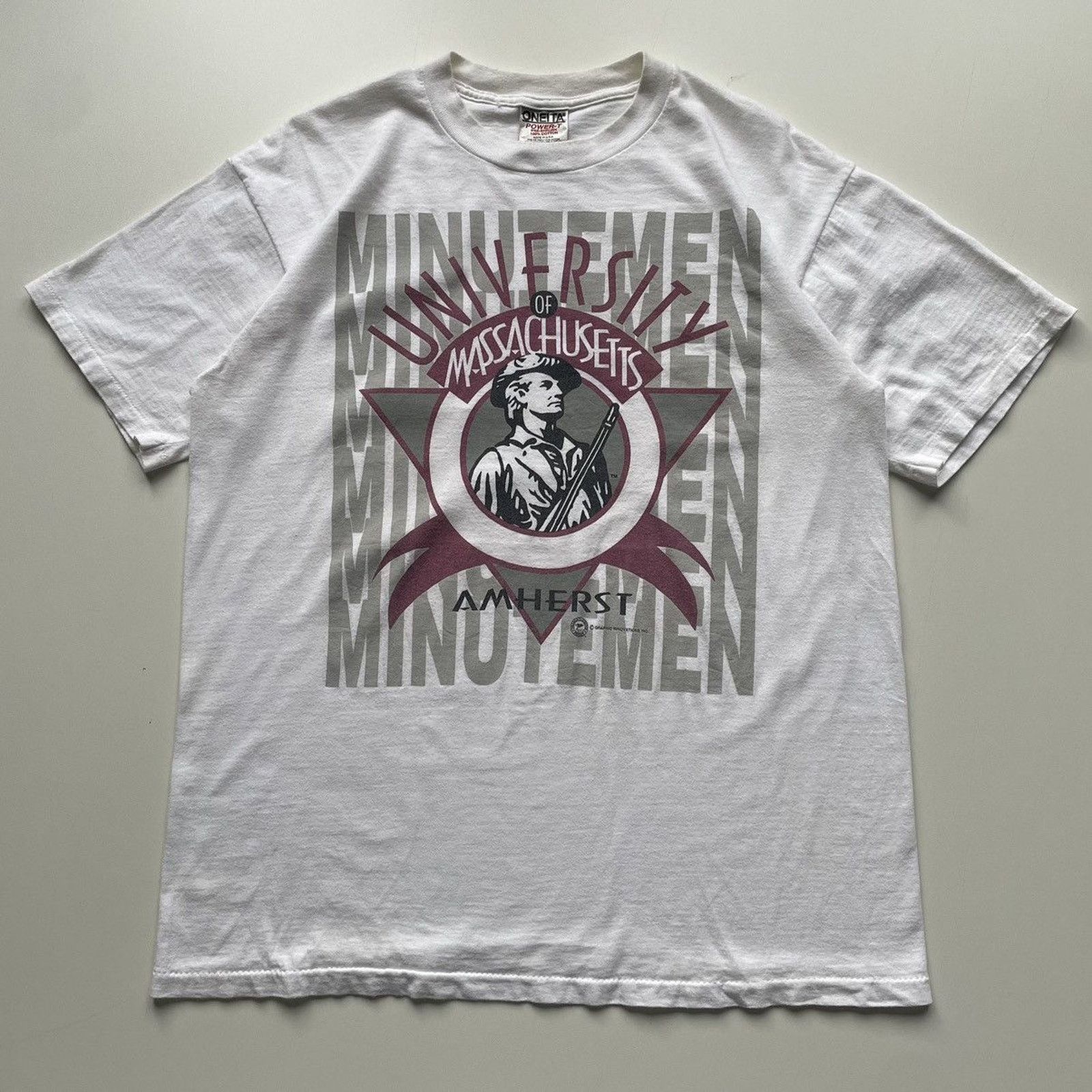 NCAA Vintage 90s UMass Minute Men NCAA University T Shirt Large Size US L / EU 52-54 / 3 - 1 Thumbnail