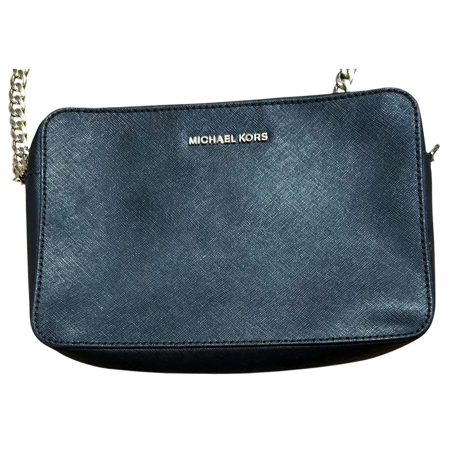 Vintage Michael Kors Jet Set East West Black Saffiano Leather Crossbody Handbag Women's Size ONE SIZE - 3 Thumbnail