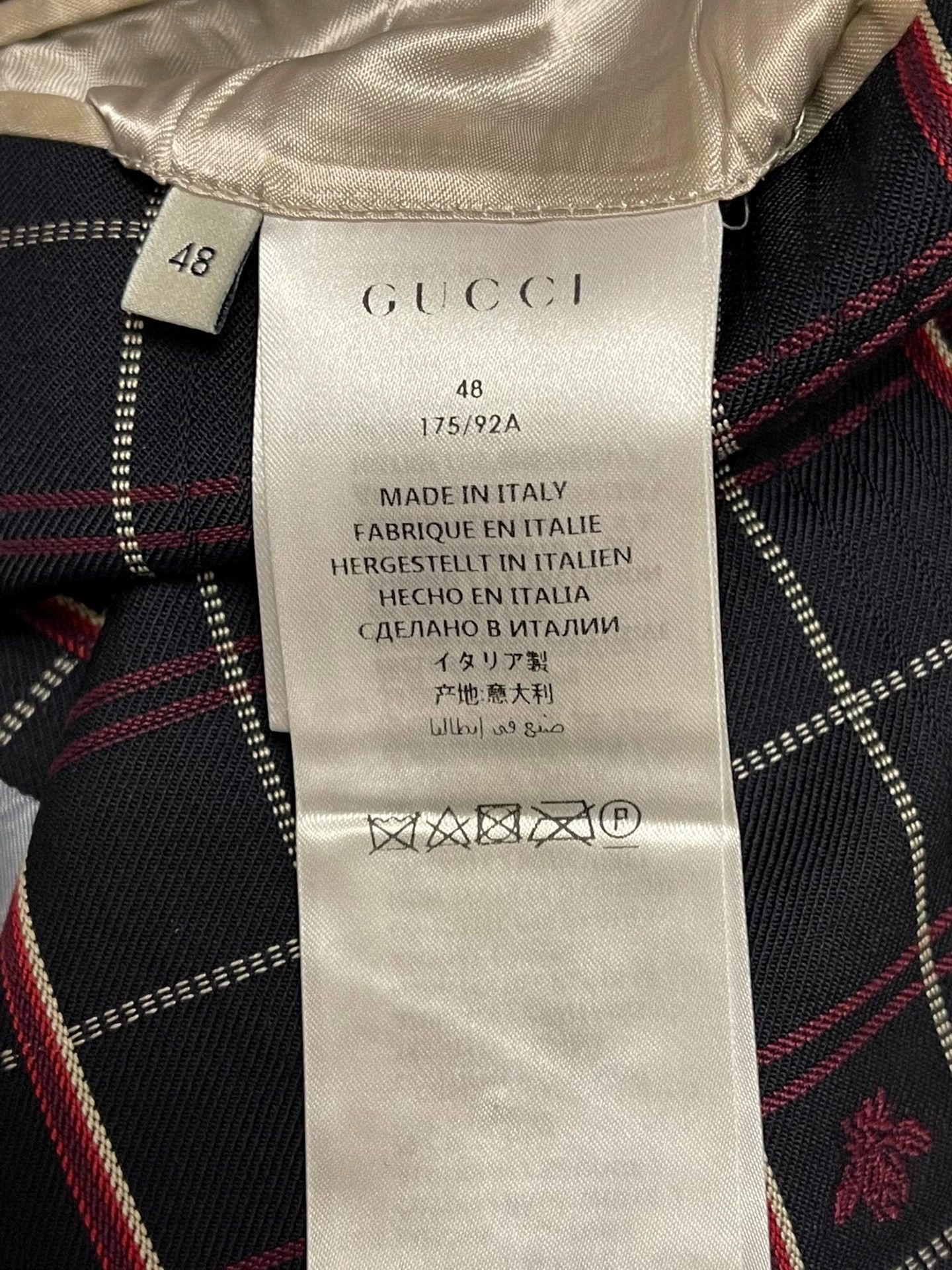 Gucci Gucci Bumblebee OS Navy Check Wool Blazer Men's 48 Size 48R - 5 Thumbnail