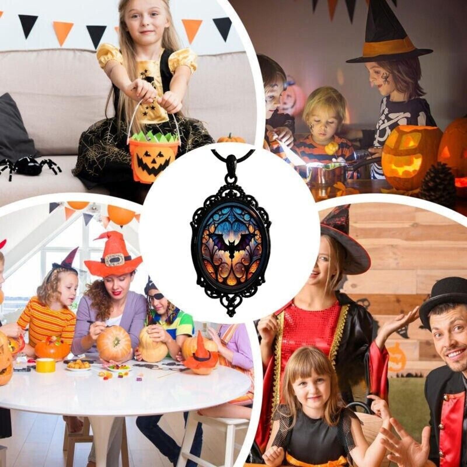 Other Gothic Halloween Retro Bat Design Necklace • Orange Black Size ONE SIZE - 5 Thumbnail