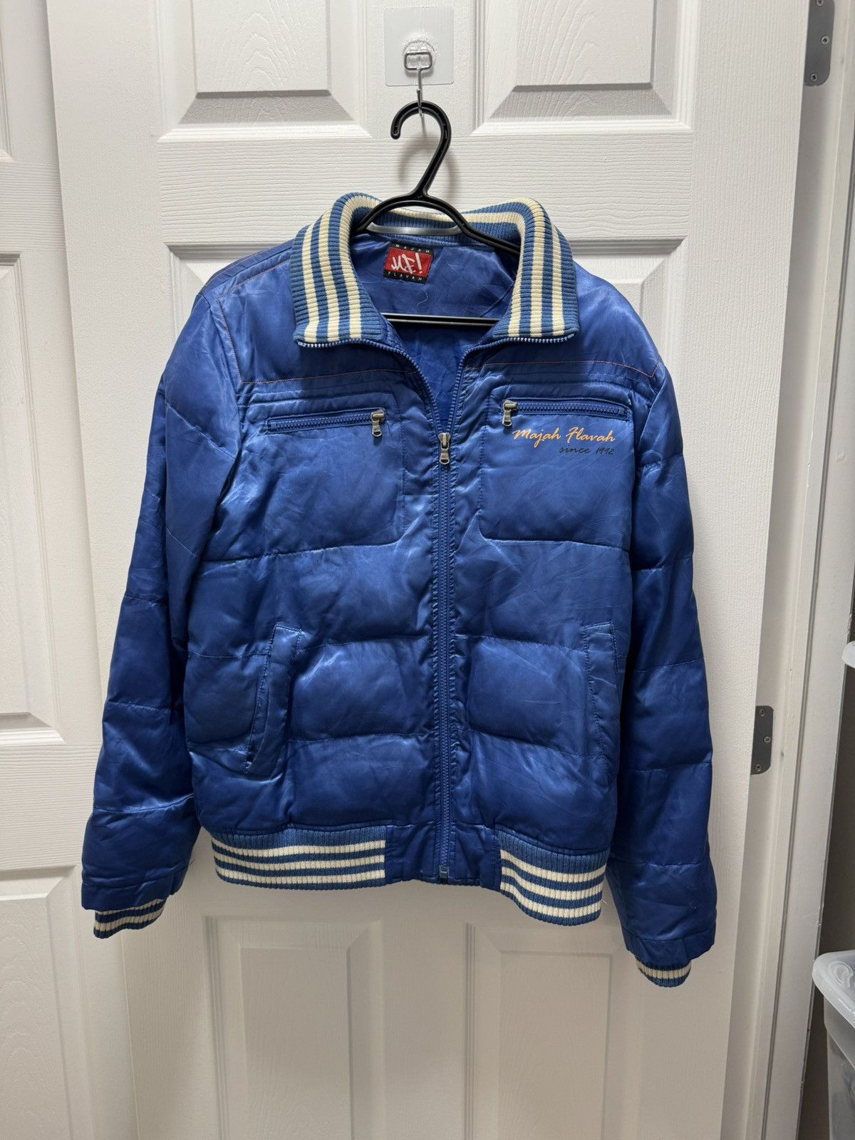 Japanese Brand Majah Flavah Underground Hip-Hop Puffer Jacket Vintage RARE Size US L / EU 52-54 / 3 - 1 Thumbnail