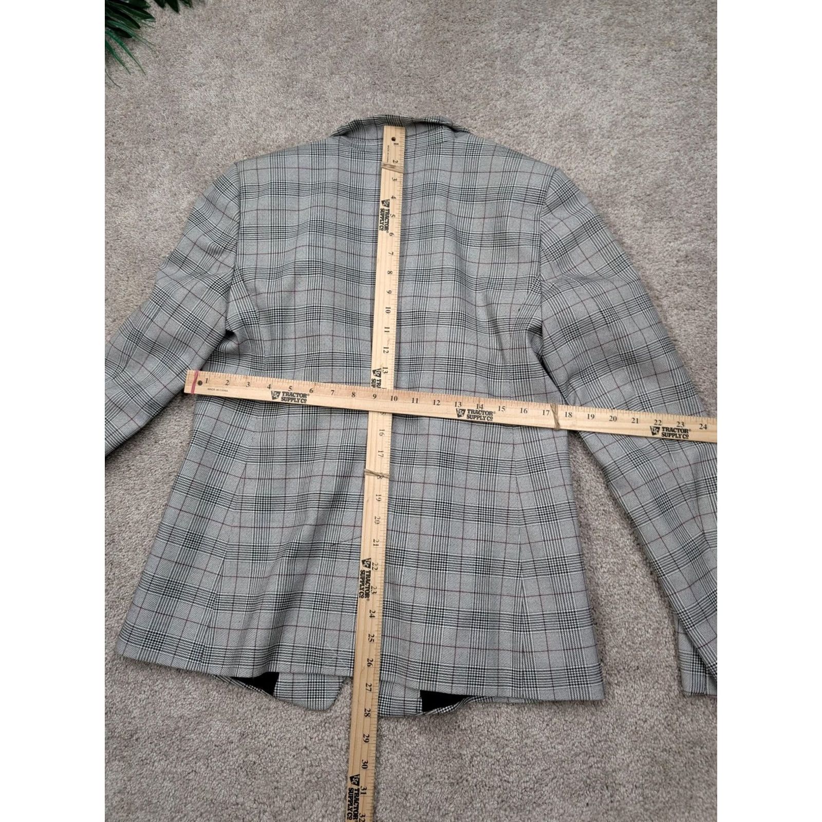 Loft LOFT Outlet Womens 8 Grey Plaid Blazer - Single-Button Style Size M / US 6-8 / IT 42-44 - 7 Thumbnail