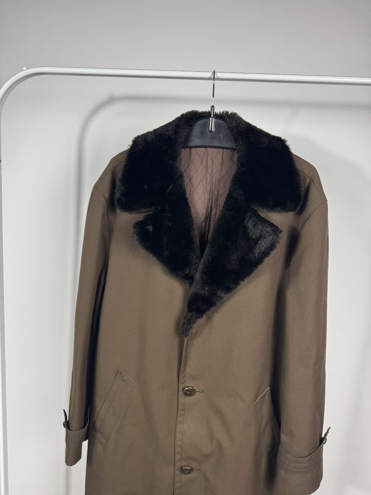 Other Vintage Brown Coat Faux Fur Collar Lined Winter Overcoat L Size US L / EU 52-54 / 3 - 2 Thumbnail