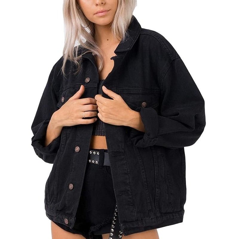 Other Justalwart Jean Jacket Women Oversized Black Denim Jacket Size L / US 10 / IT 46 - 2 Thumbnail