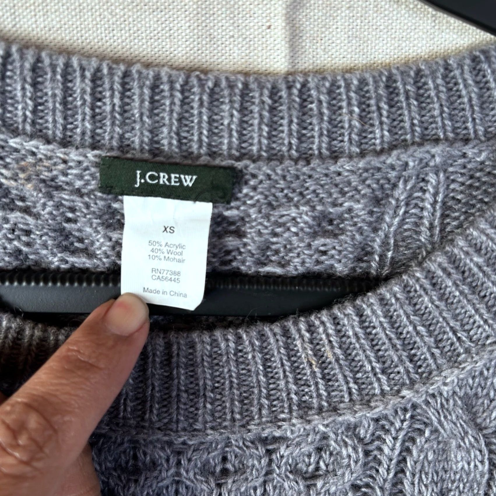 J.Crew J. Crew Gray Cable Knit Wool Mohair Blend Crewneck Sweater Women's XS RN77388 Size XS / US 0-2 / IT 36-38 - 2 Thumbnail