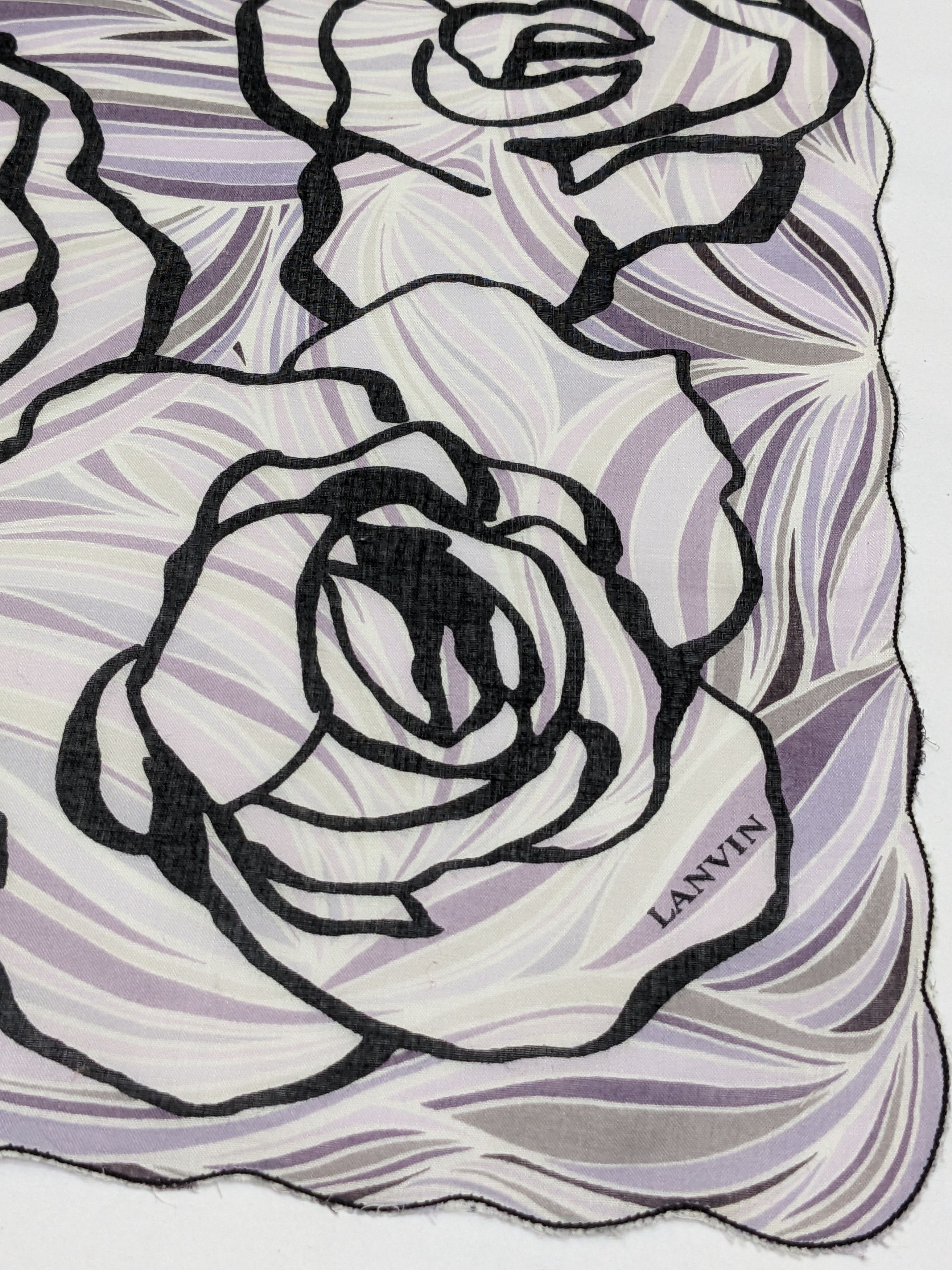 Lanvin Vintage Lanvin Purple Floral Rose Scalloped Handkerchief Size ONE SIZE - 2 Thumbnail