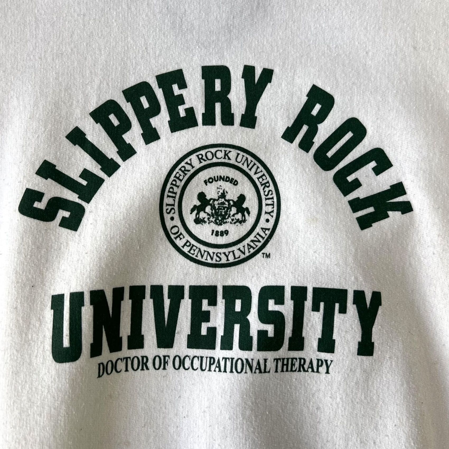 Jerzees Slippery Rock University Sweatshirt Mens Large White Crewneck Occupational Therapy Graphic Print Size US L / EU 52-54 / 3 - 2 Thumbnail