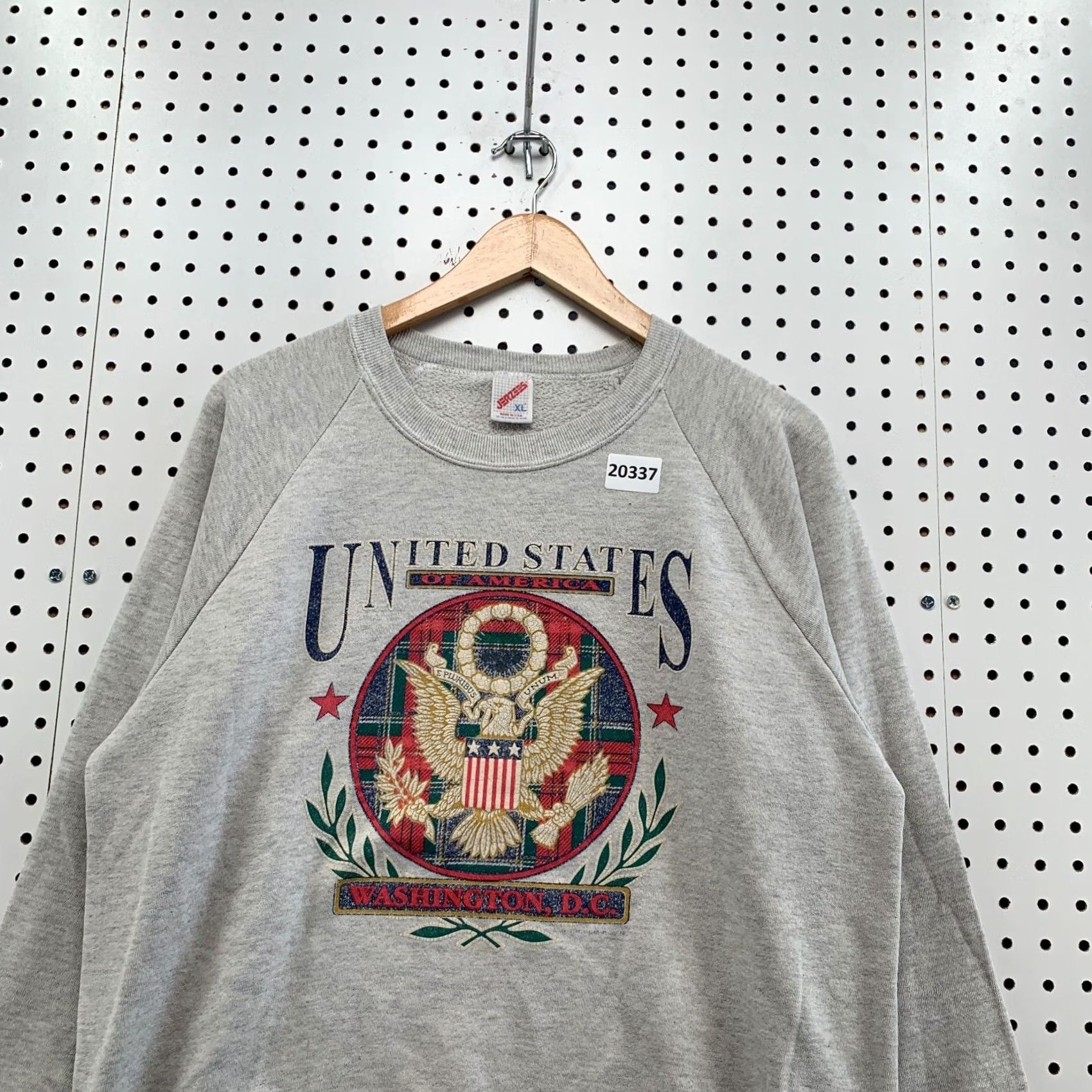 Jerzees VINTAGE United States Eagle Crest Logo Crew Neck Sweatshirt Gray XL Mens 90s Sweatshirt Size US XL / EU 56 / 4 - 5 Thumbnail
