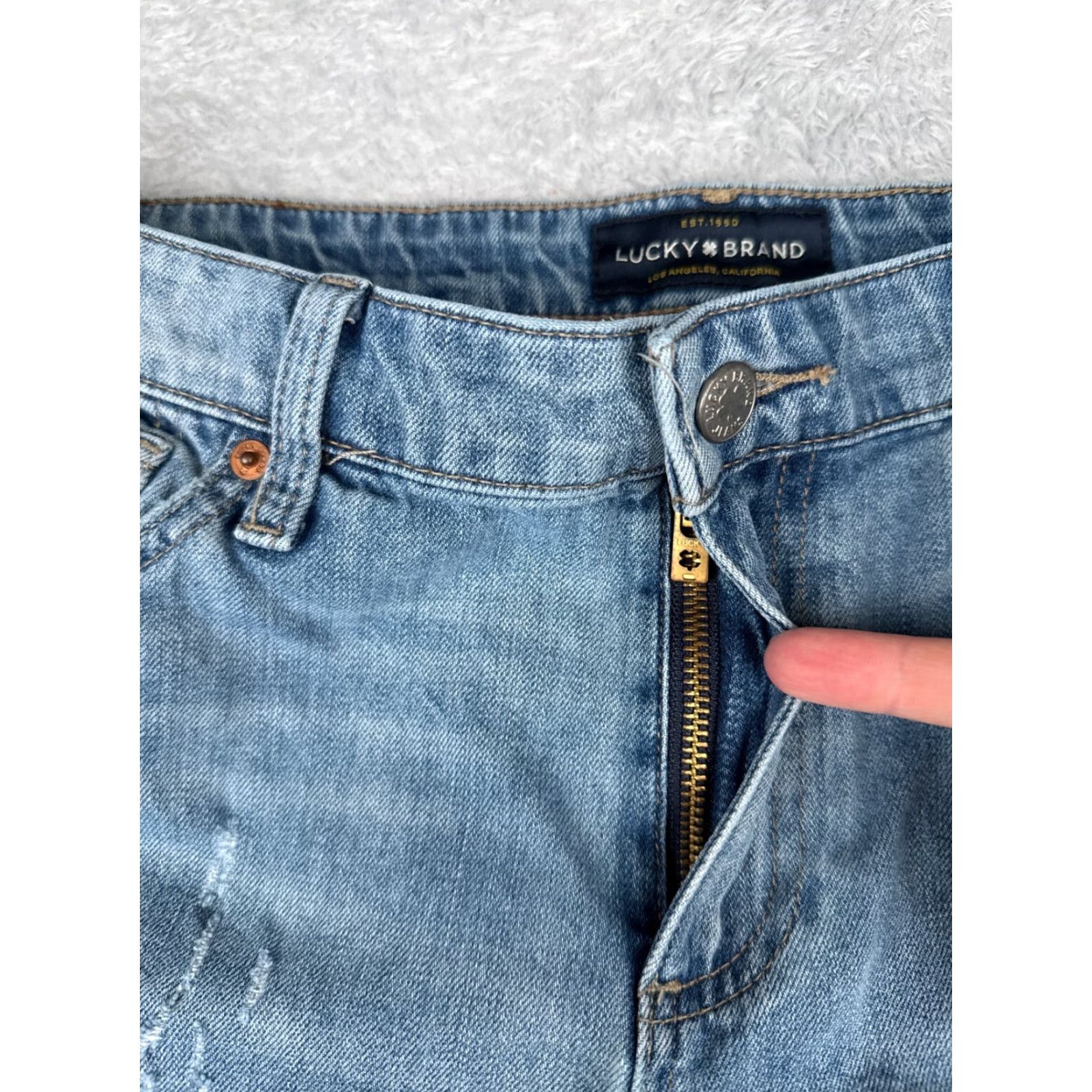 Denime Lucky Pants Womens 8 Blue Denim Jeans 33x25 Slim Boyfriend Distressed 90s American Designer Brand Black Size Type Jeans Size 30" / US 8 / IT 44 - 5 Thumbnail