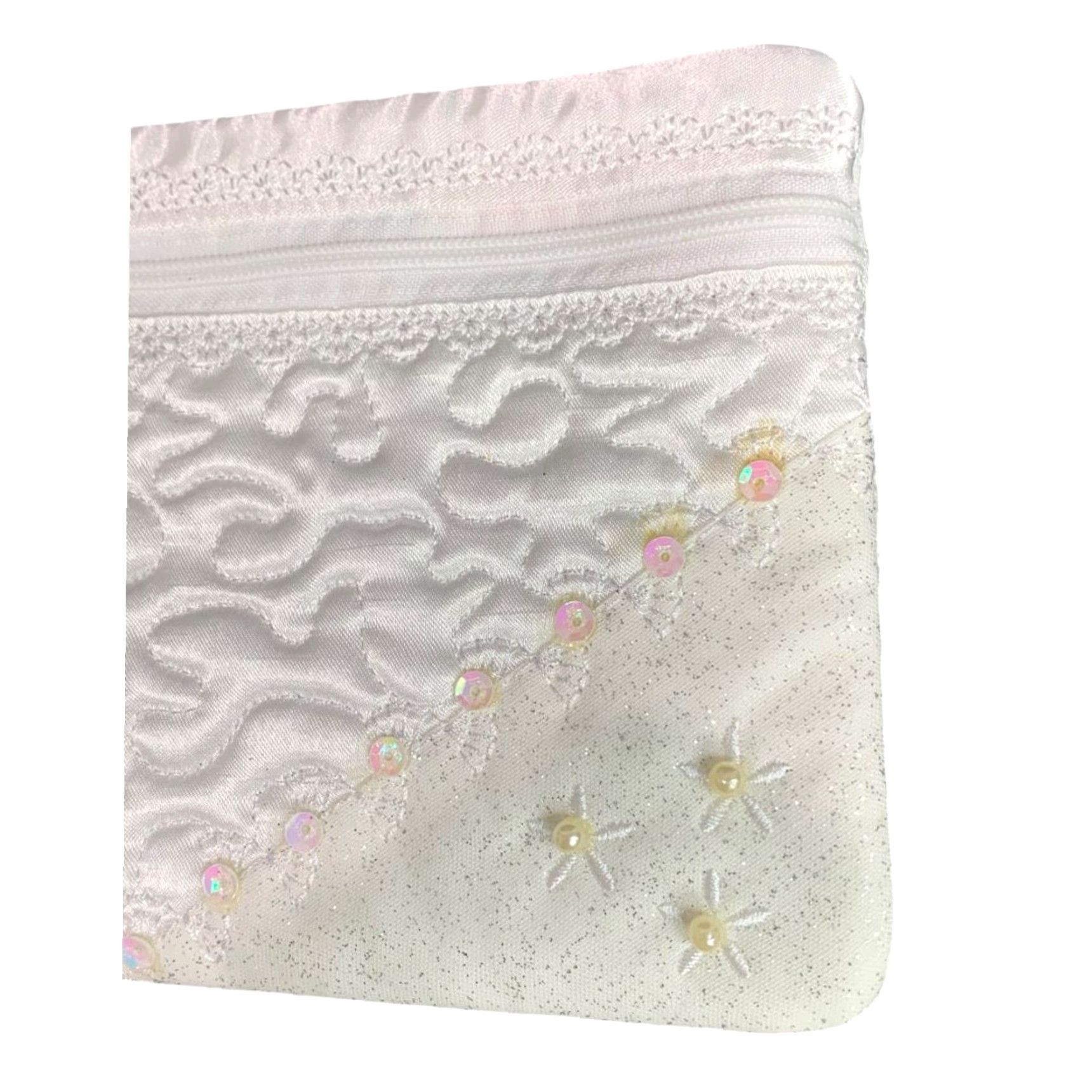 Vintage Unbranded Wallet Women White Satin Bridal Wristlet Purse 7" x 4.75" New Size ONE SIZE - 7 Thumbnail
