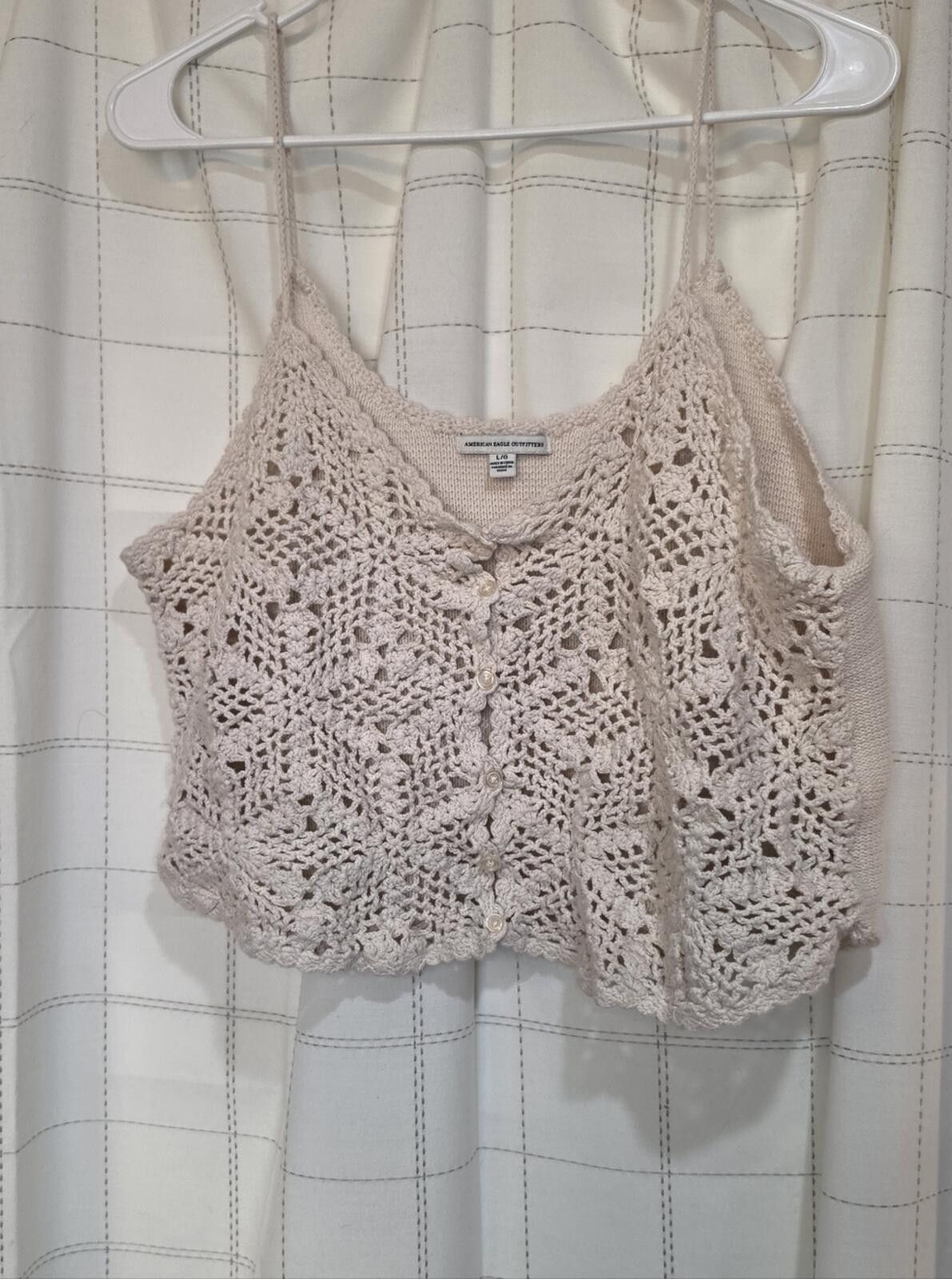 American Eagle Outfitters American Eagle Crochet Top Size L / US 10 / IT 46 - 2 Thumbnail