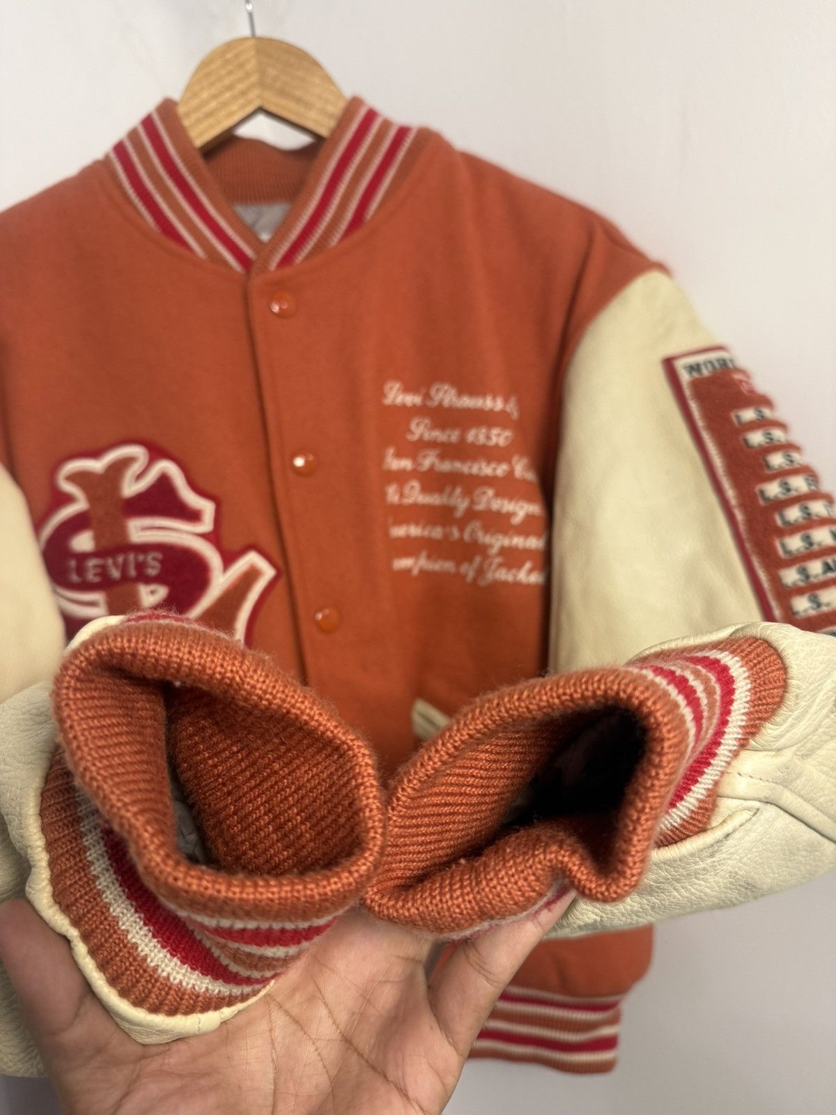 Levi's Vintage Clothing Levi's Wool Varsity Jacket Red Tab 90s Size US M / EU 48-50 / 2 - 15 Thumbnail