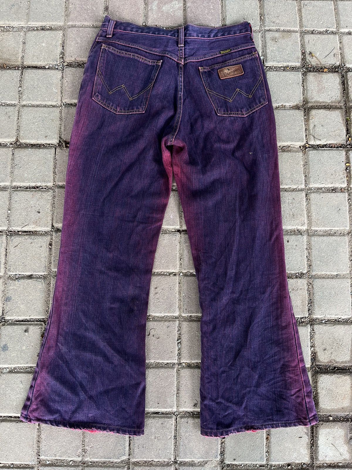 Japanese Brand × Vintage × Wrangler Flare Darkpurple Coudroy Wrangler Denim Size US 29 - 4 Thumbnail