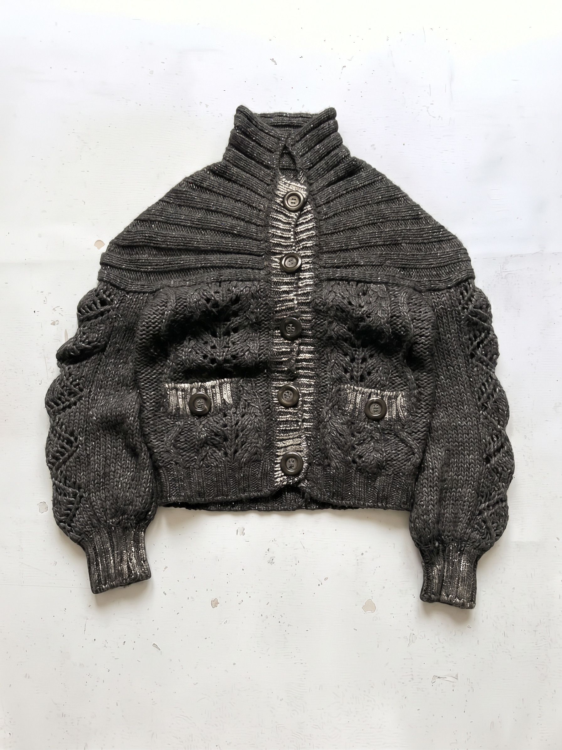 Roberto Cavalli Just Cavalli Chunky Knit With Mesh Thread Sweater Cardigan Size M / US 6-8 / IT 42-44 - 1 Thumbnail