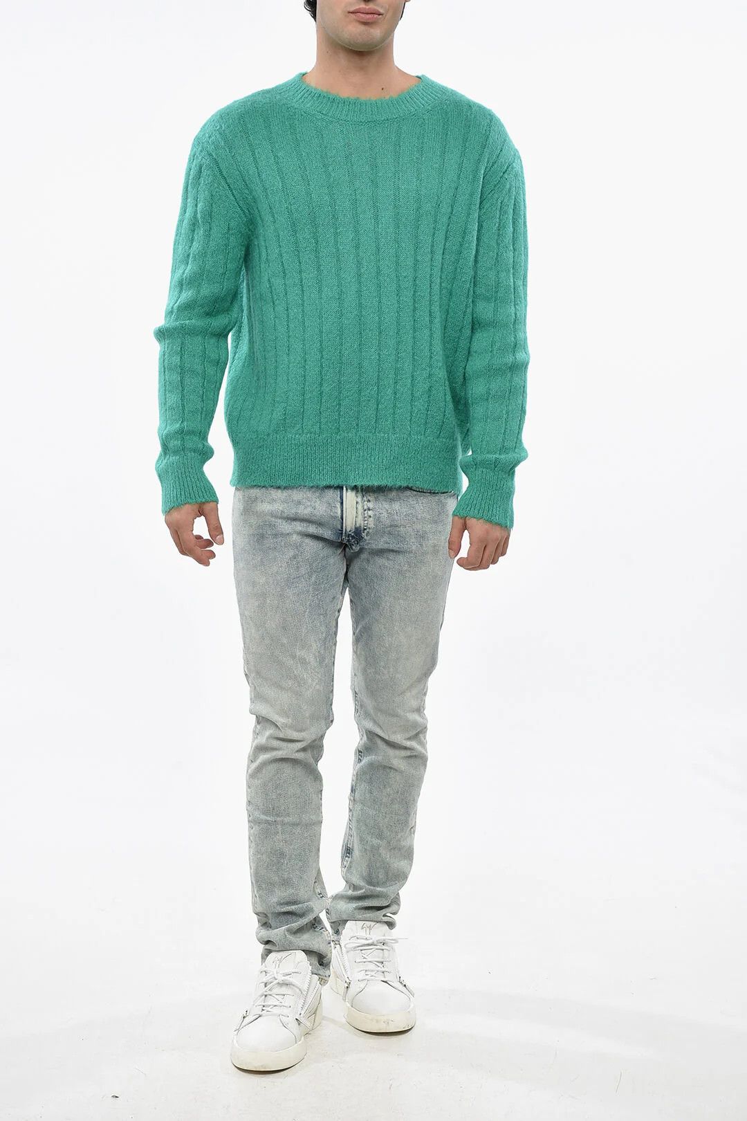 Marni og1mm0326 Solid Crewneck Sweater in Green Size US M / EU 48-50 / 2 - 4 Thumbnail