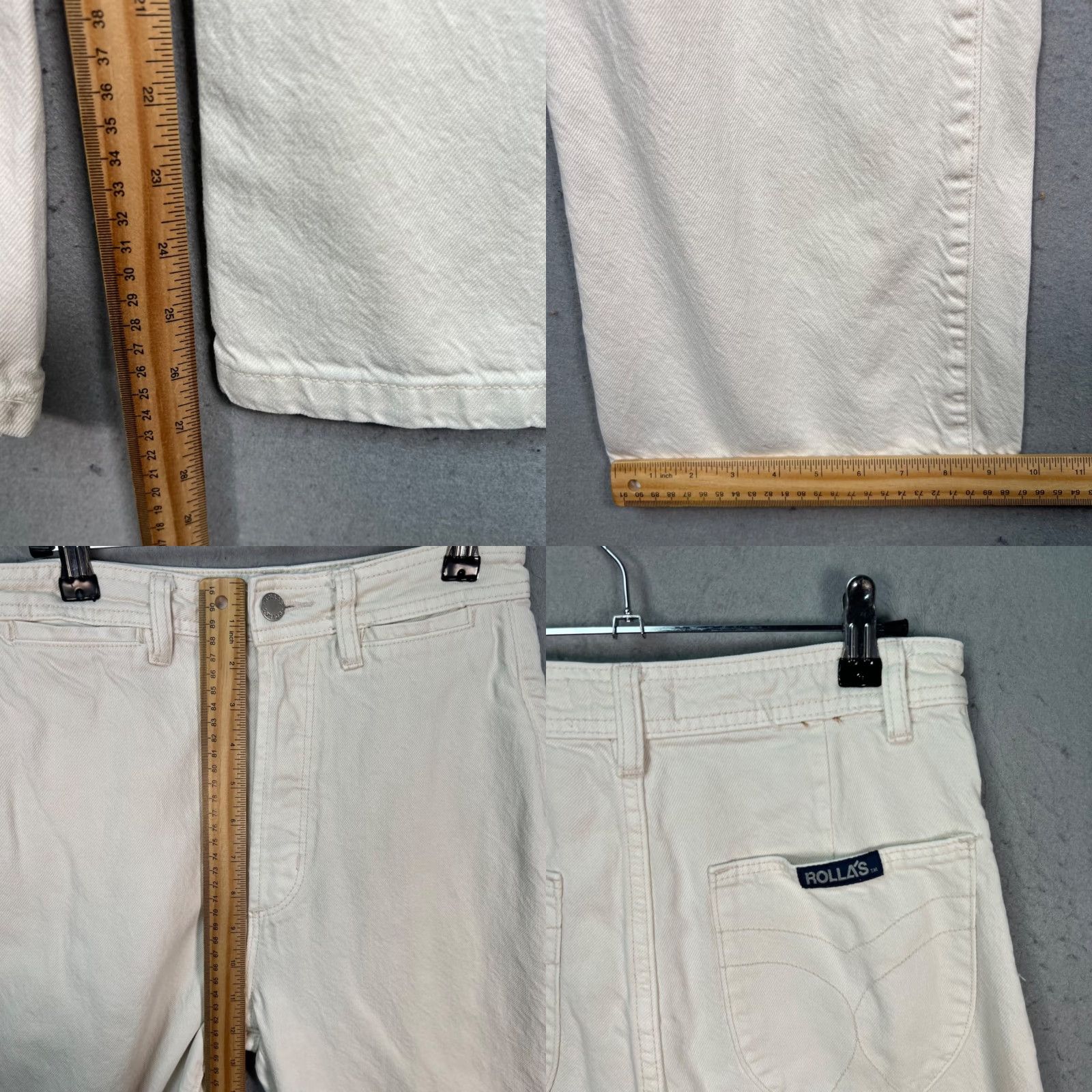 Vintage Rollas Womens 26 High Rise Wide-Leg Jeans Cotton Blend Denim White Tencel 5-Pocket Inseam 27 Size 26" / US 2 / IT 38 - 8 Thumbnail