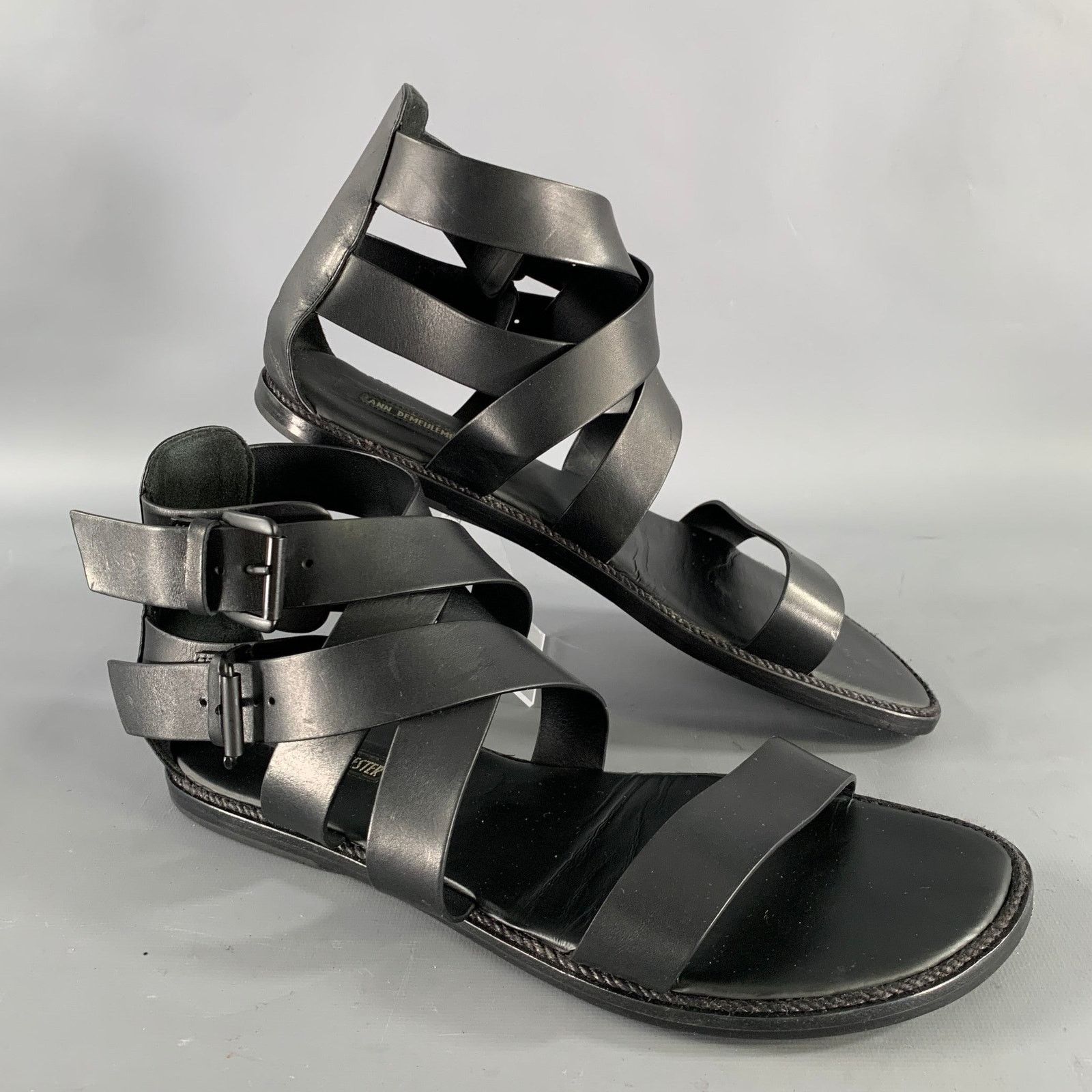 Ann Demeulemeester ANN DEMEULEMEESTER Size 9 Black Leather Strappy Sandals Size US 9 / EU 42 - 1 Thumbnail