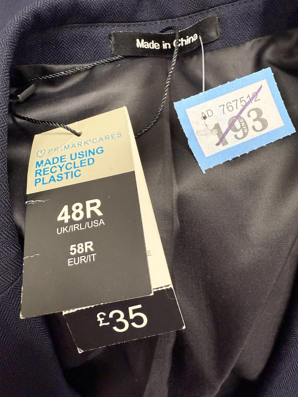 Primark Primark Navy Blue Men's Blazer Size 48R - 4 Thumbnail