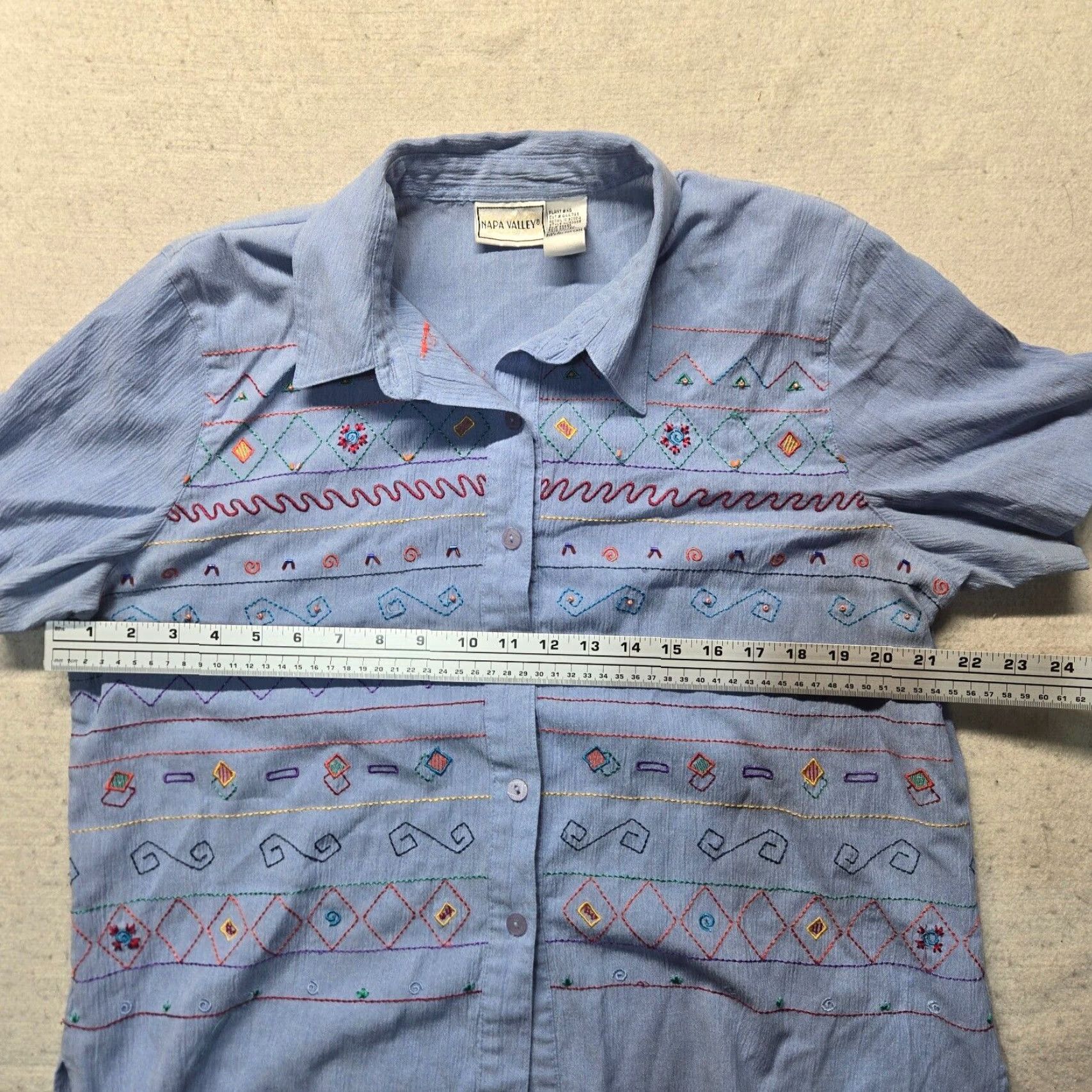 Vintage VINTAGE Napa Valley Shirt Adult Women's L Blue Embroidered Button-Up Long Sleeve Size L / US 10 / IT 46 - 5 Thumbnail