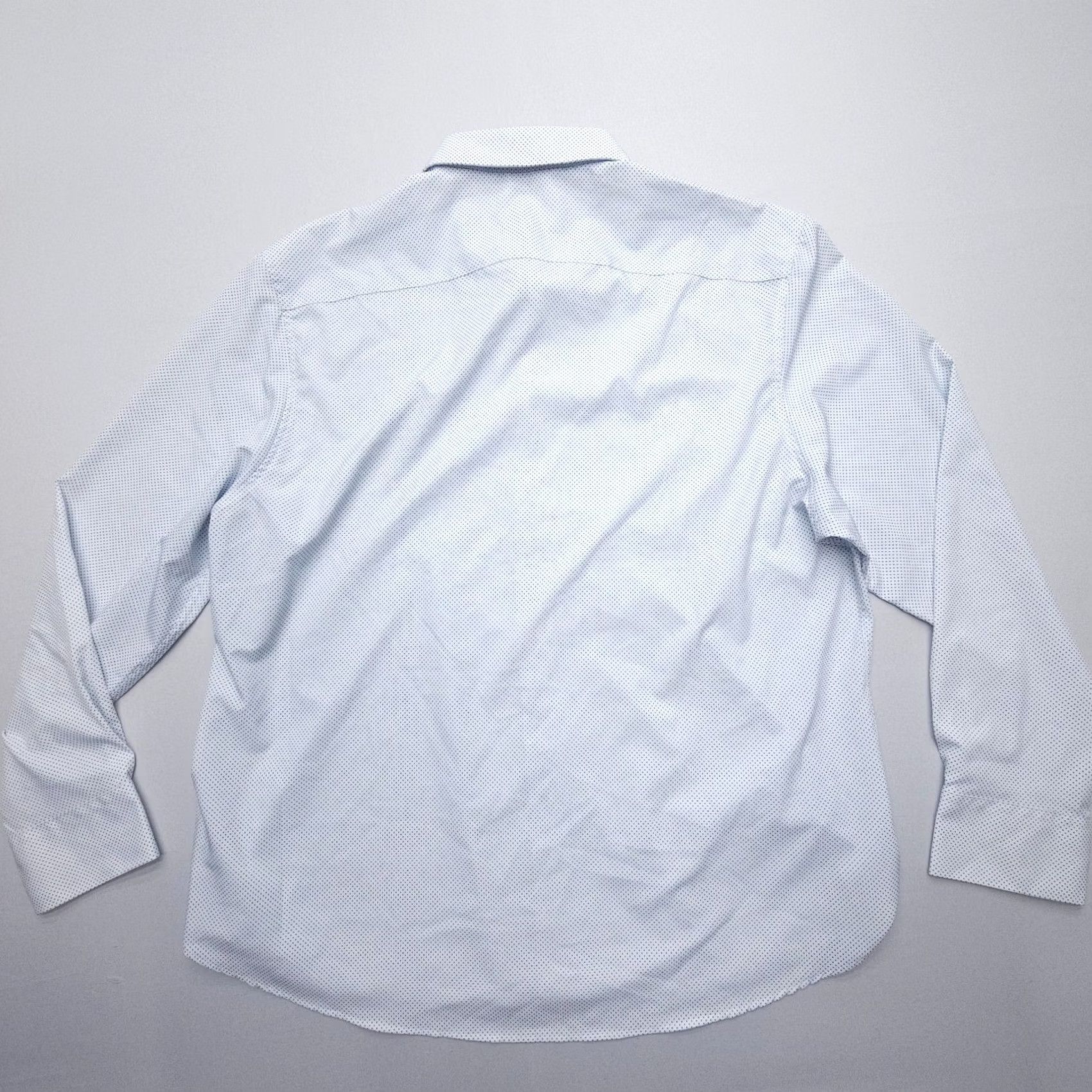 Vintage Con.Struct Dress Shirt Mens 2XL Slim White Polka Dot 4 Way Stretch Button Cuff Pattern Sleeve Long Shirt Size 48R - 2 Thumbnail