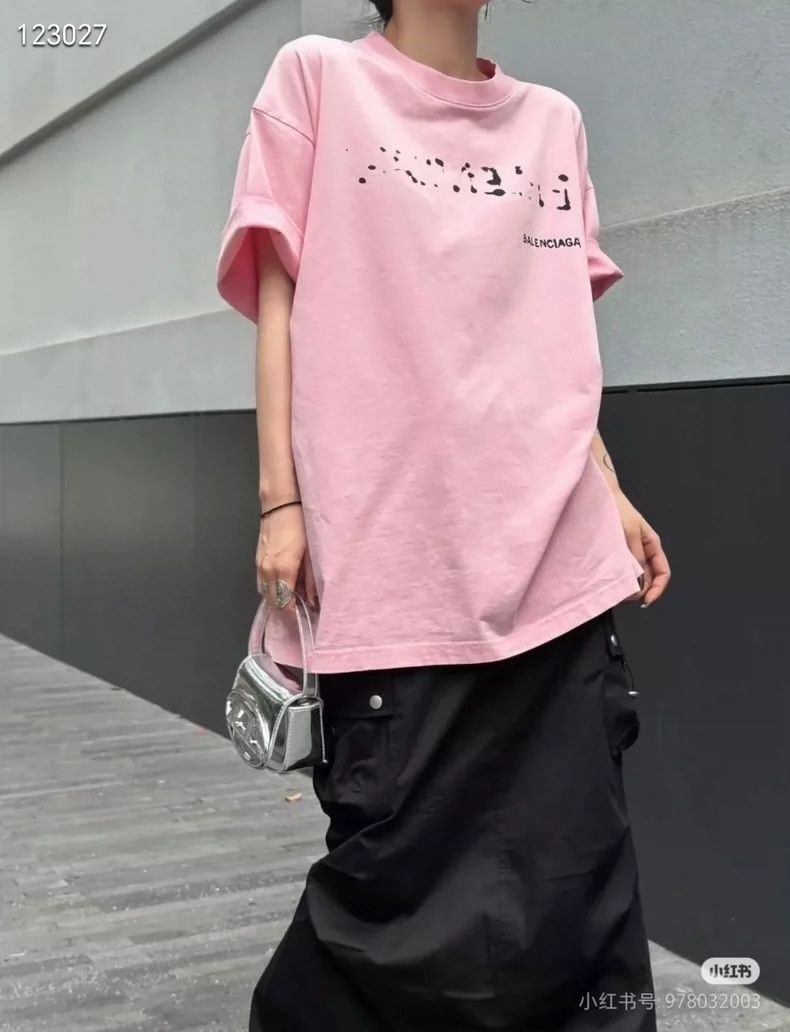 Balenciaga Balenciaga Pink front and back letter blurred shadow washe Size US XS / EU 42 / 0 - 7 Thumbnail