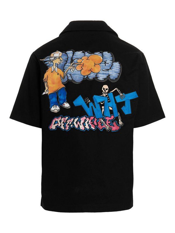 Off-White o1gr1nt1124 Graffiti Pupp Holiday Shirt in Black Size US M / EU 48-50 / 2 - 2 Thumbnail