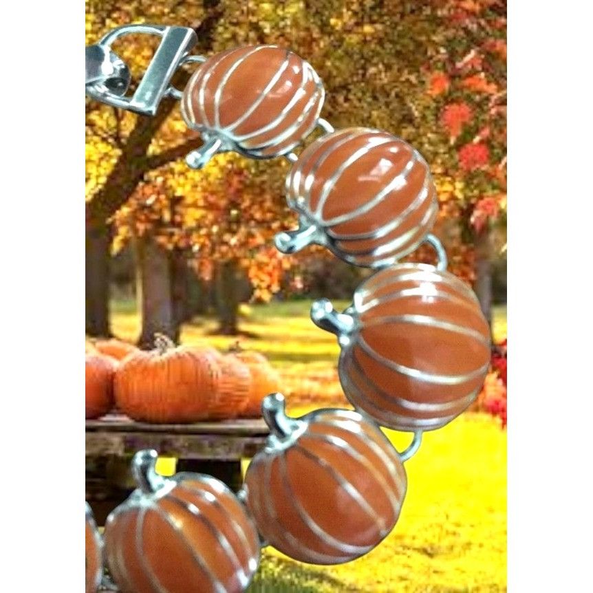 Handmade Pumpkin Bracelet Magnetic Closure New Thanksgiving Fall Jewe Size ONE SIZE - 6 Thumbnail