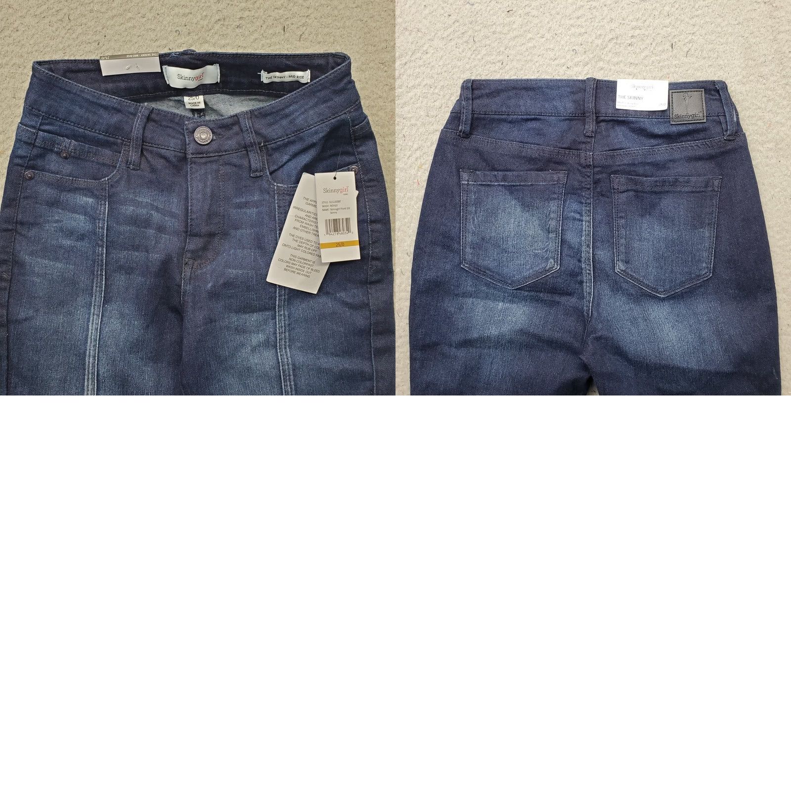 Denime Skinnygirl Sunrise Jeans Womens Size 0 Blue Denim Mid Rise Ankle Slit Skinny Leg Jeans Size 25" / US 0 / IT 36 - 9 Thumbnail