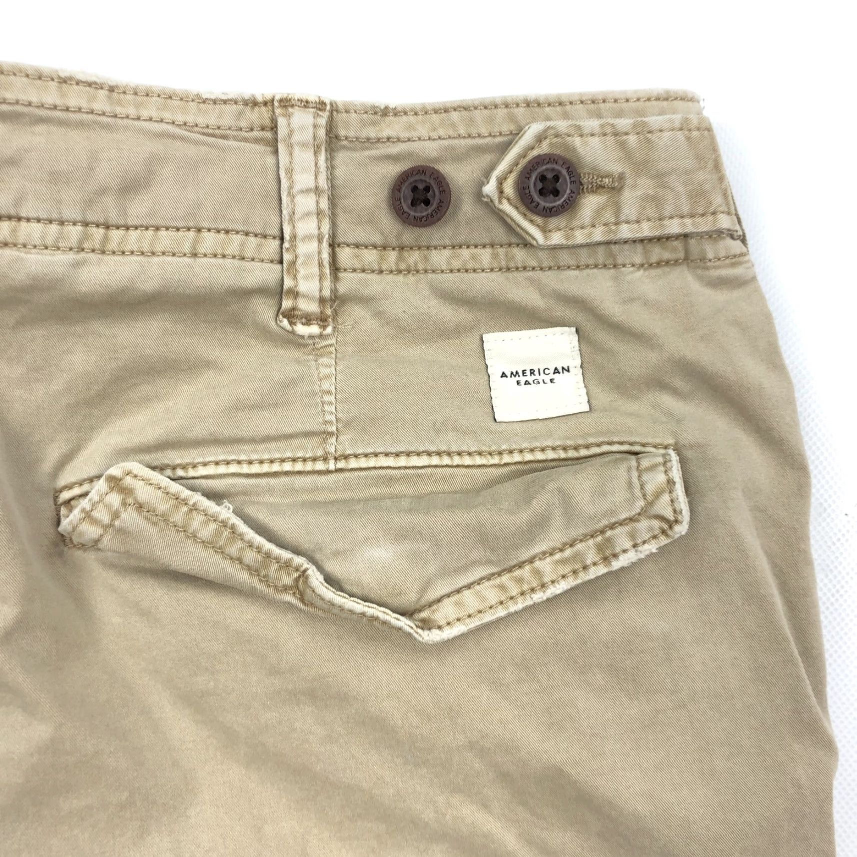American Eagle Outfitters American Eagle Outfitters Men’s 32x27 Flex Cargo Pants Khaki Tan Drawstring Cargo Pocket Solid Twill Casual Easy Care Cotton Blend 32x27 Mens Size US 32 / EU 48 - 3 Thumbnail