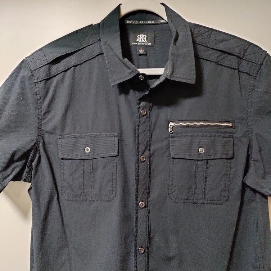 Rock & Republic Rock & Republic Downtown Cool Iconic Button Front Shirt Navy Size US L / EU 52-54 / 3 - 4 Thumbnail