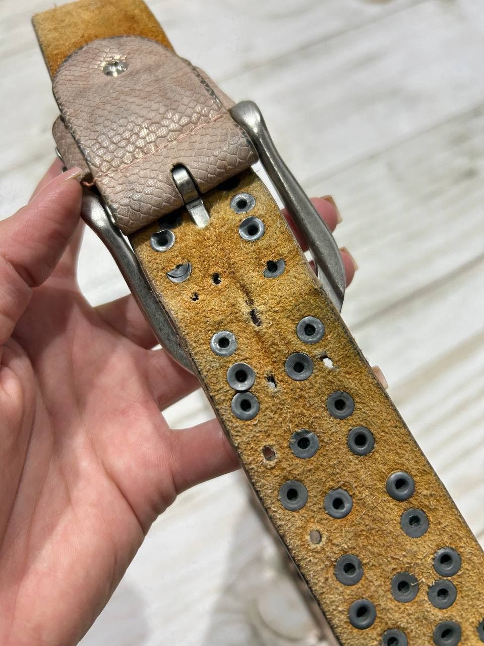 Vintage Vintage Belt Leather Punk Y2K BB Simons Style Metal Pink Size ONE SIZE - 4 Thumbnail