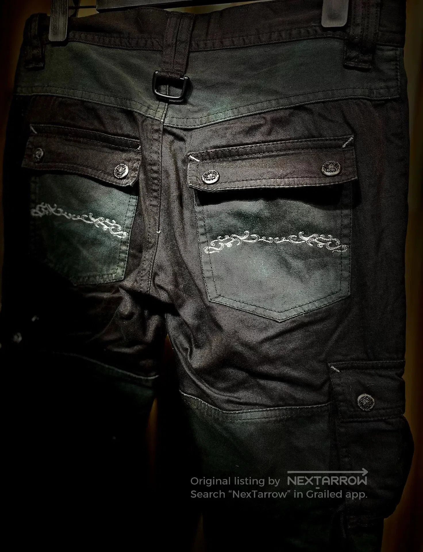 MIDNIGHT RODEO dark avant-garde cargo pants with zippers. Size US 32 / EU 48 - 6 Thumbnail