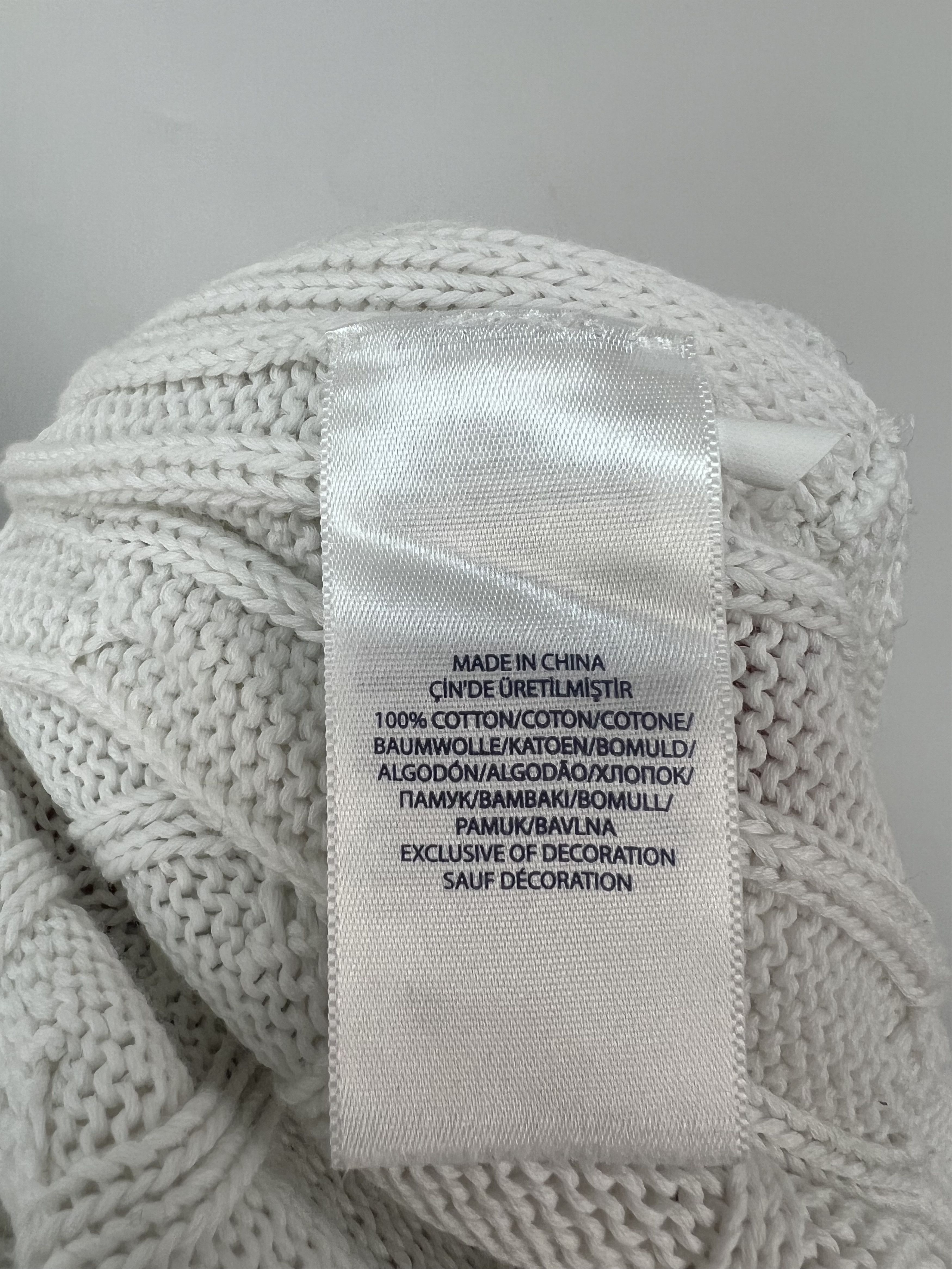 Polo Ralph Lauren Polo Ralph Lauren White Cotton Cable Knit V-Neck Sweater Size L / US 10 / IT 46 - 17 Thumbnail
