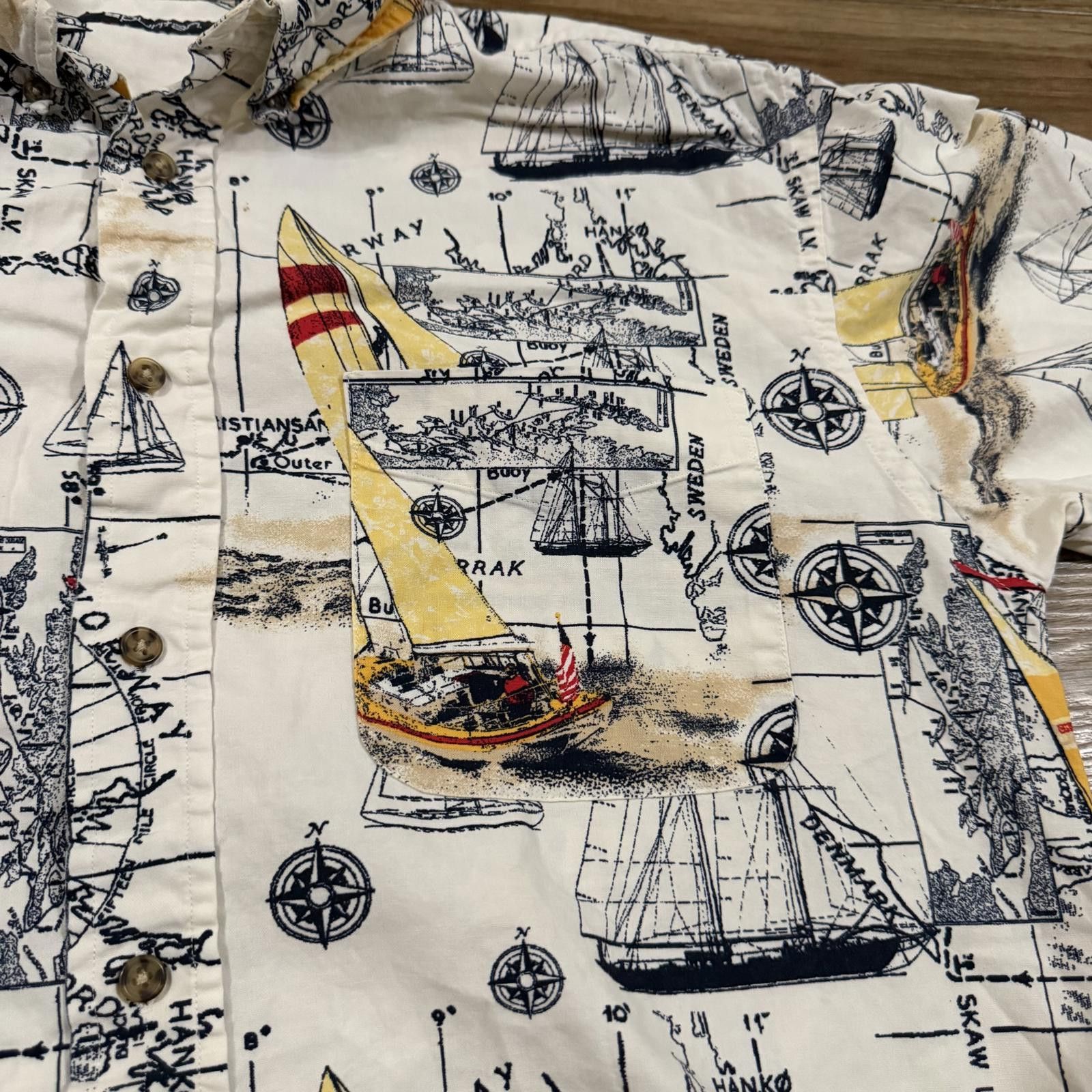 Puritan Vintage 90s Puritan Art Sailing Travel All Over Print Shirt Size US M / EU 48-50 / 2 - 3 Thumbnail