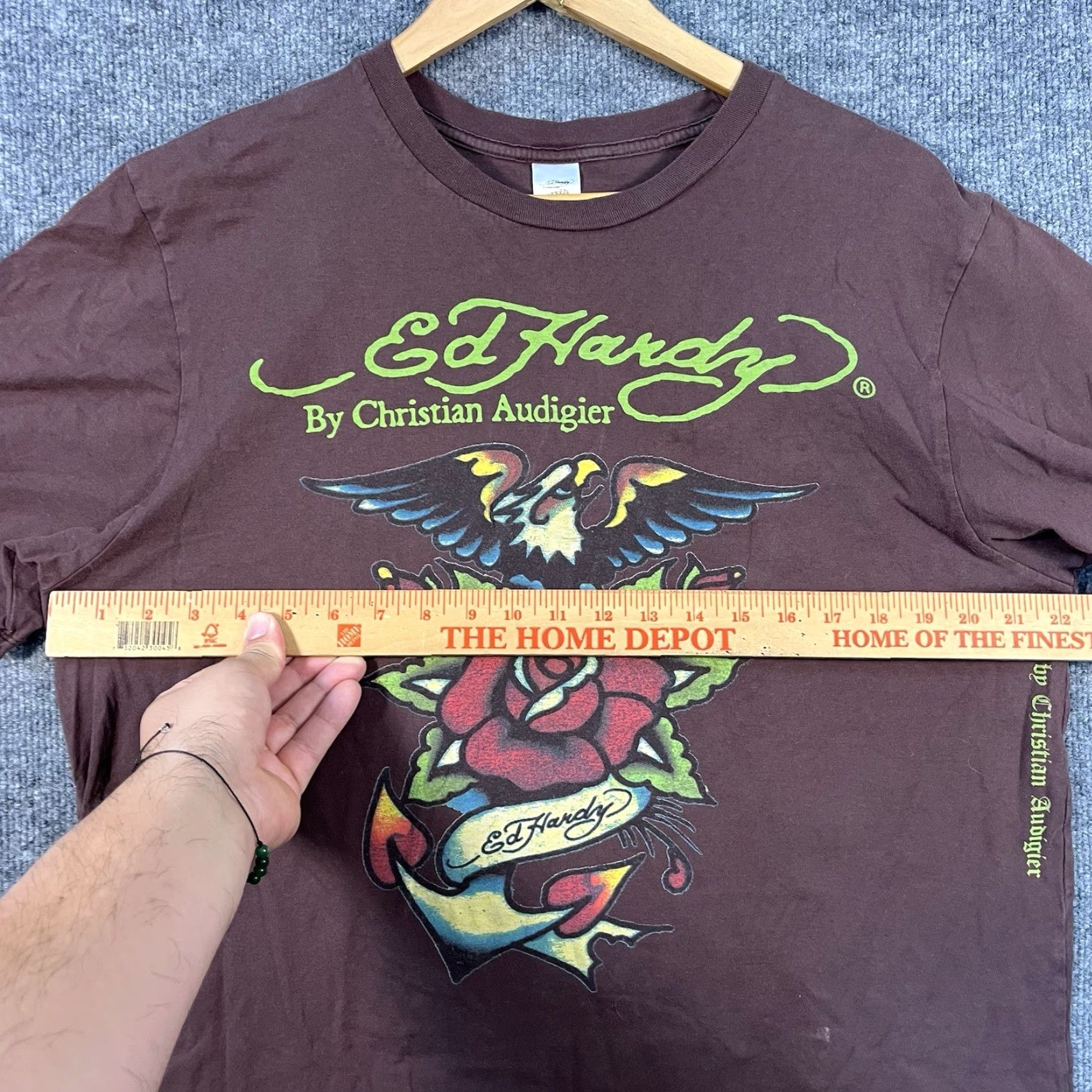 Ed Hardy VINTAGE Ed Hardy T-Shirt Men XL Logo Grunge Rose Eagle Bird Y2K Brown Short Sleeve Knit Regular Brand: Ed Hardy Mens XX Size US XL / EU 56 / 4 - 7 Thumbnail