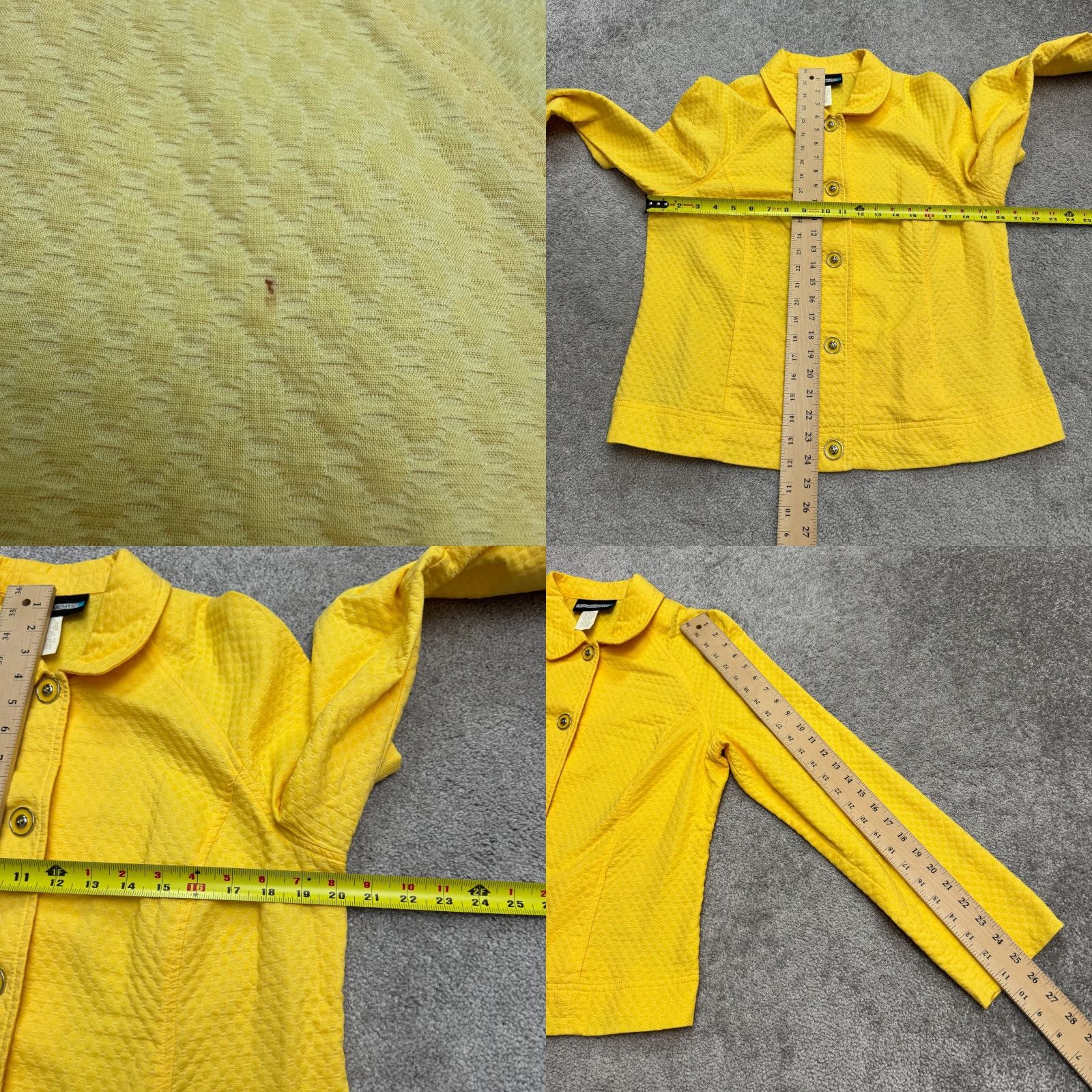 Vintage Requirements Jacket Womens 1X Plus Yellow Button Up Solid Short Sleeve Blazer Wool Blend All Seasons Casual Workwear Designer Classic Shirt Size XL / US 12-14 / IT 48-50 - 8 Thumbnail