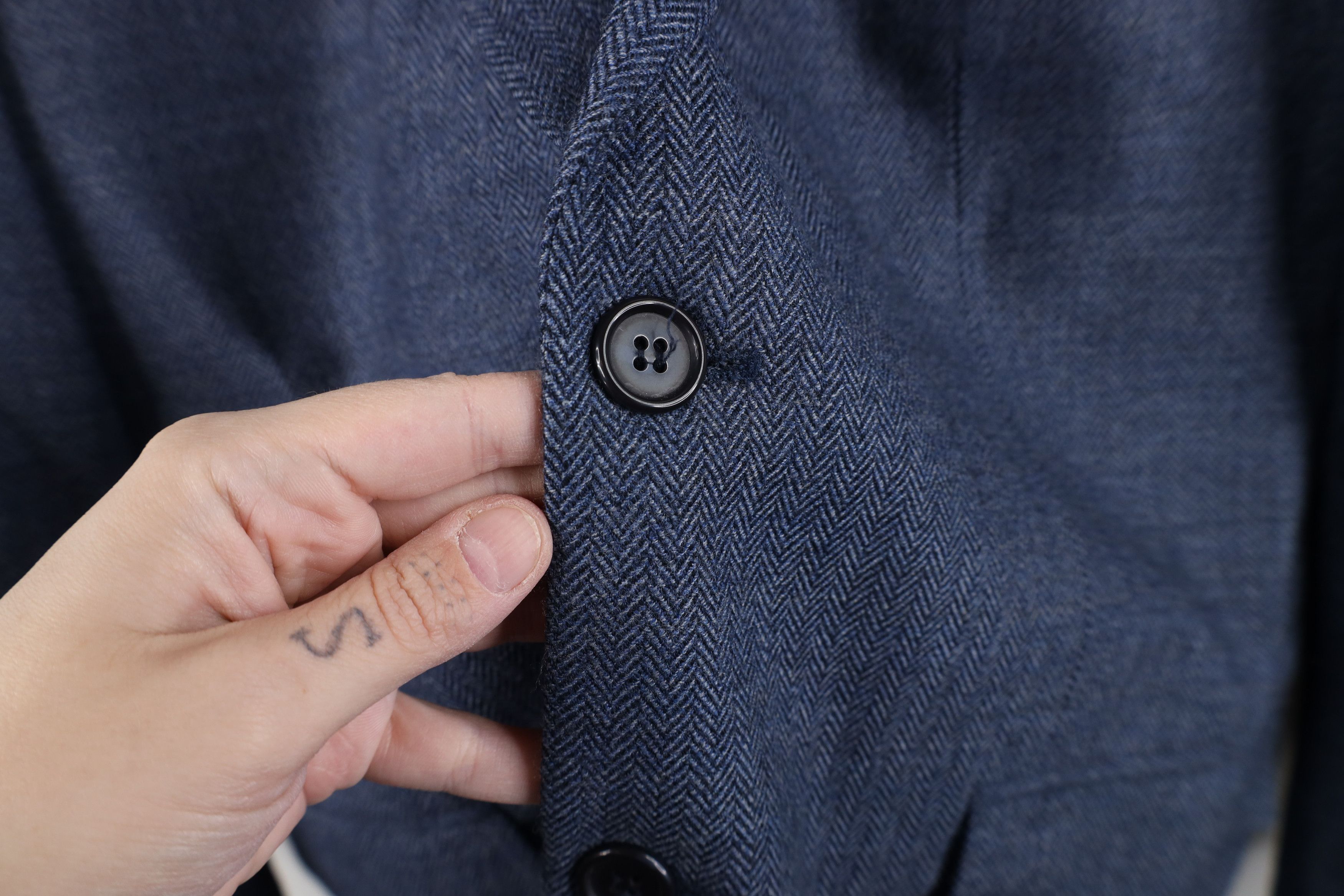 Vintage Vintage 90s Y2K Herringbone Suit Coat Blazer Jacket Blue Size US XXL / EU 58 / 5 - 4 Thumbnail