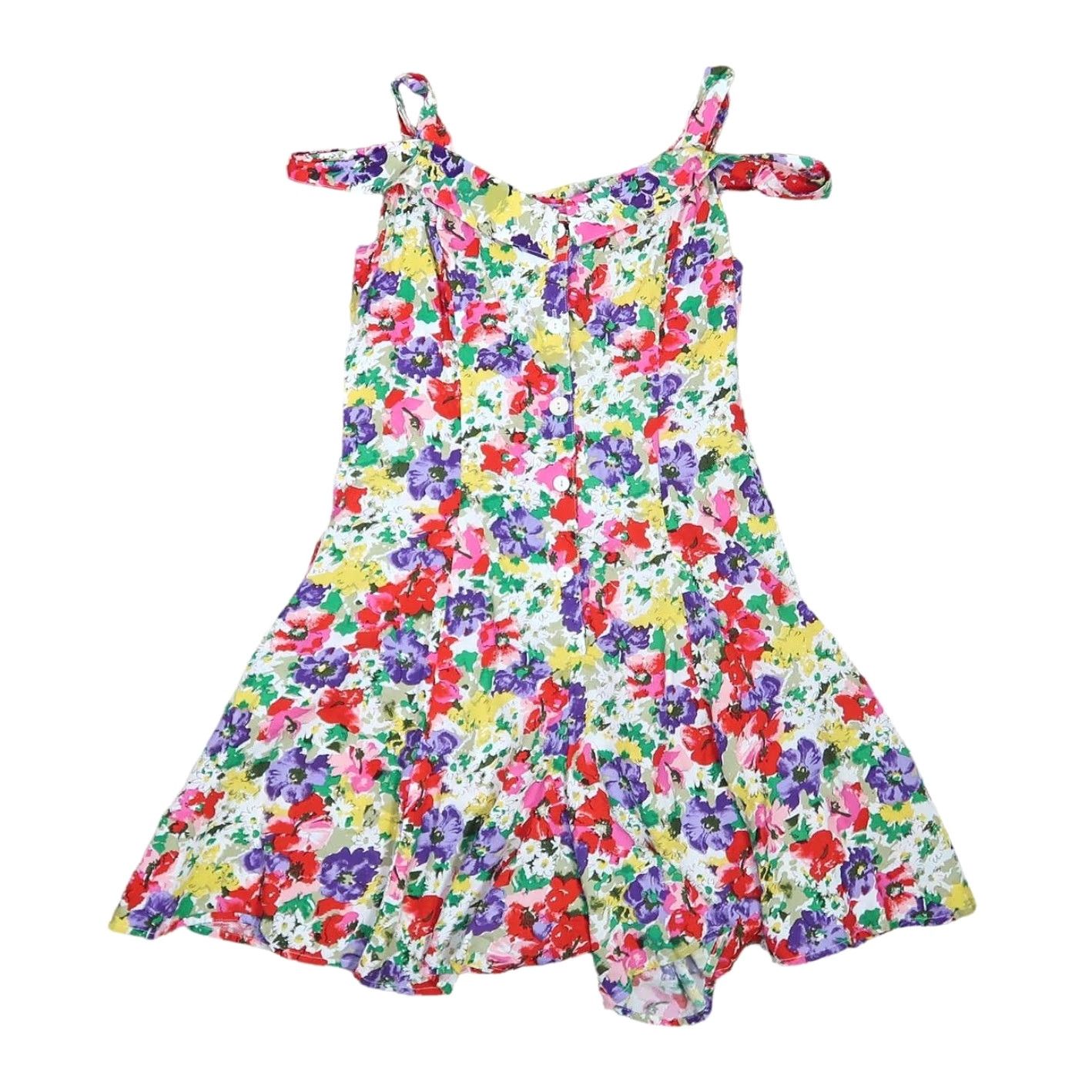 Vintage VINTAGE Via Max Romper Shirt One-Piece Floral 90s White S Womens Boys Girls? Size 28" / US 6 / IT 42 - 2 Thumbnail