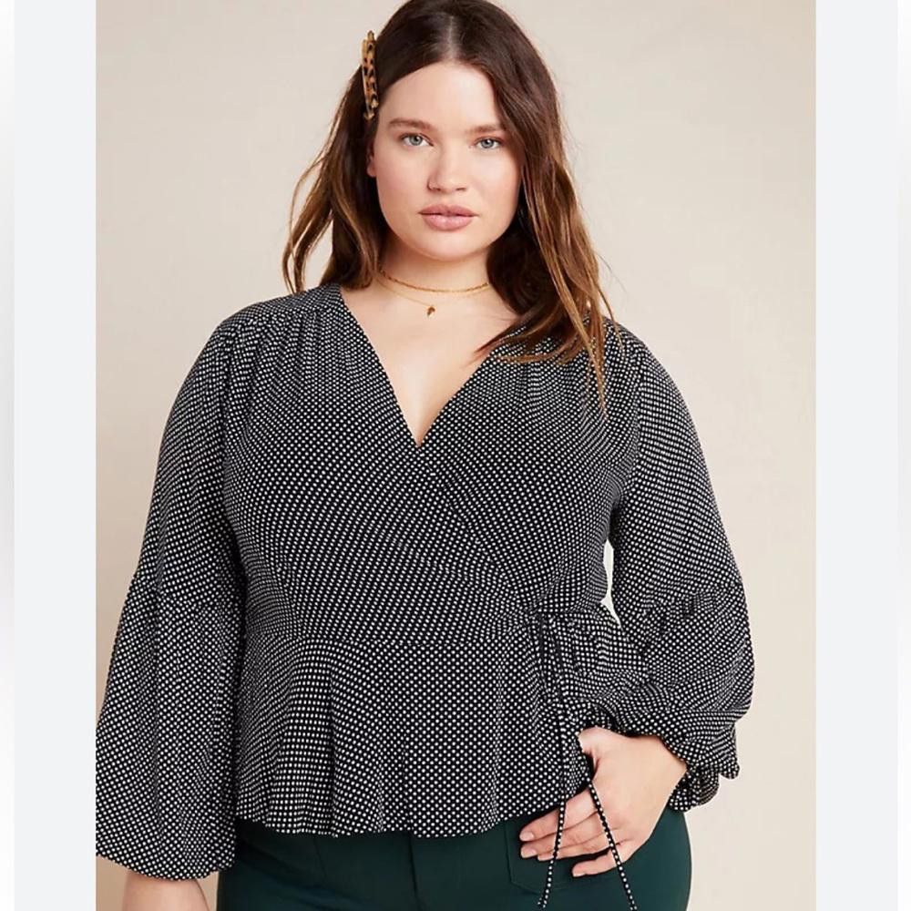 Designer Anthropologie l Maeve Ingrid Wrap Blouse Size 18 Size XXL / US 16-18 / IT 52-54 - 1 Thumbnail