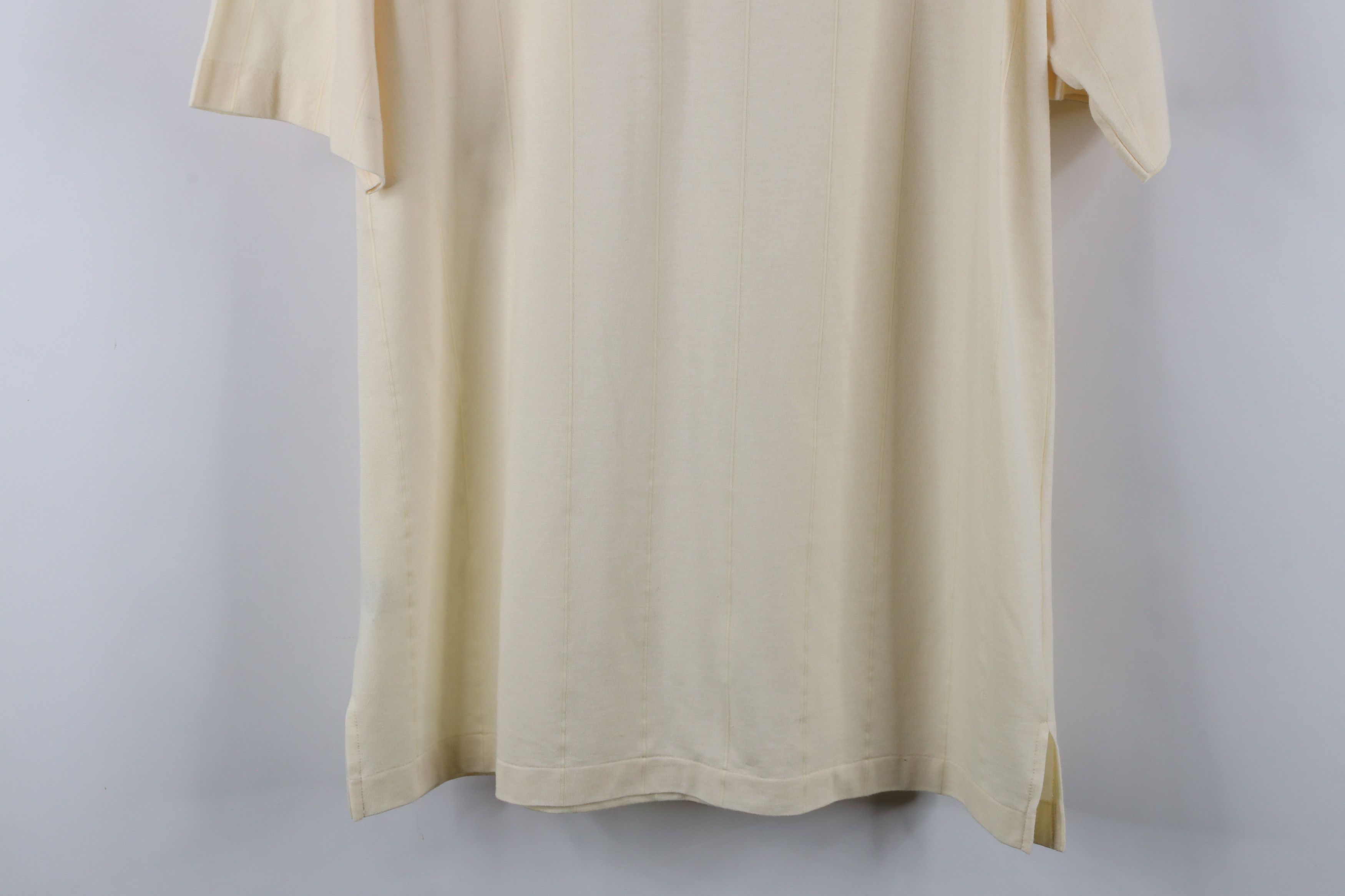 Vintage Vintage 70s Streetwear Knit Collared Polo Shirt Cream Size US L / EU 52-54 / 3 - 11 Thumbnail