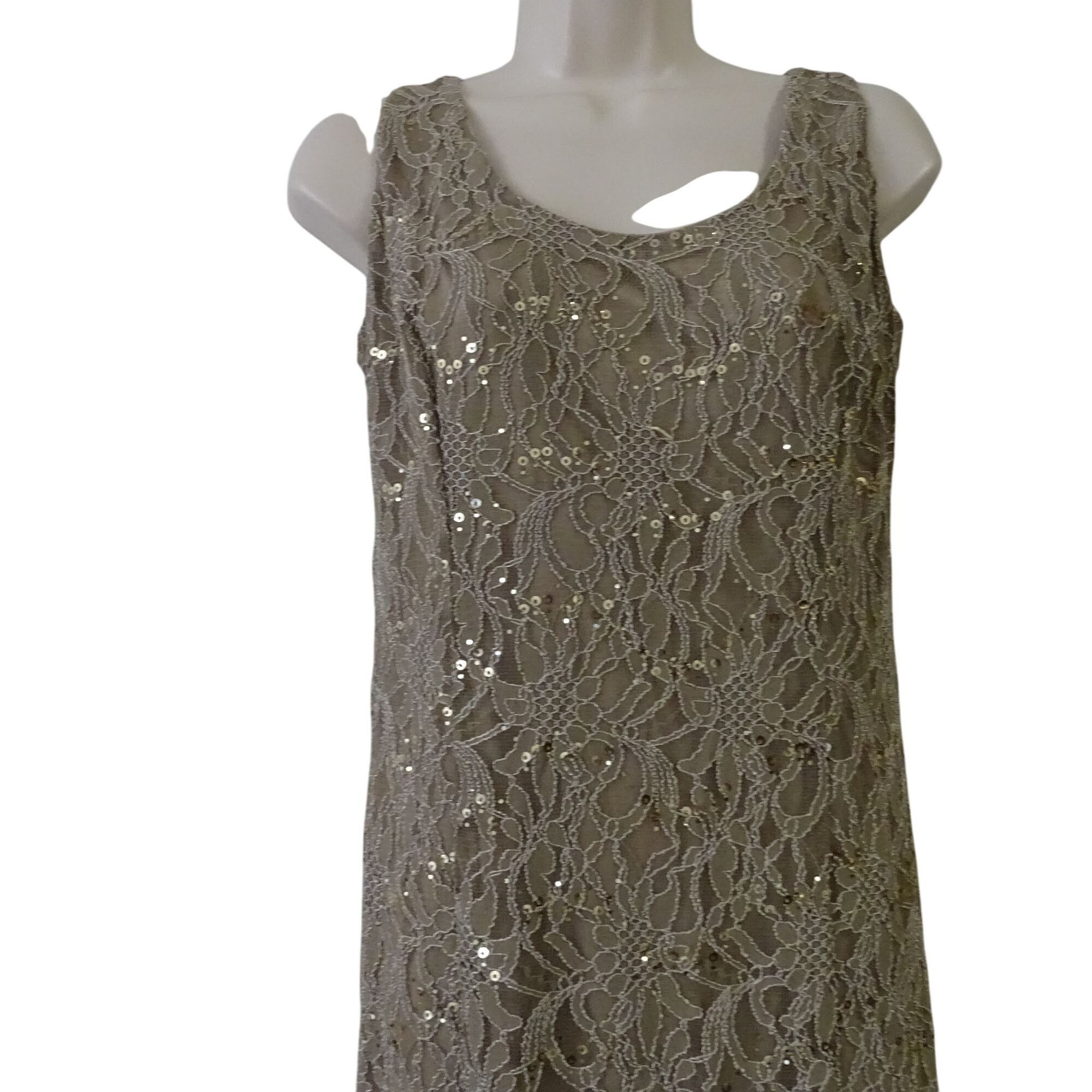 Vintage Vintage Ursula Of Switzerland Tan Lace Sleeveless Formal 14 Size XL / US 12-14 / IT 48-50 - 3 Thumbnail
