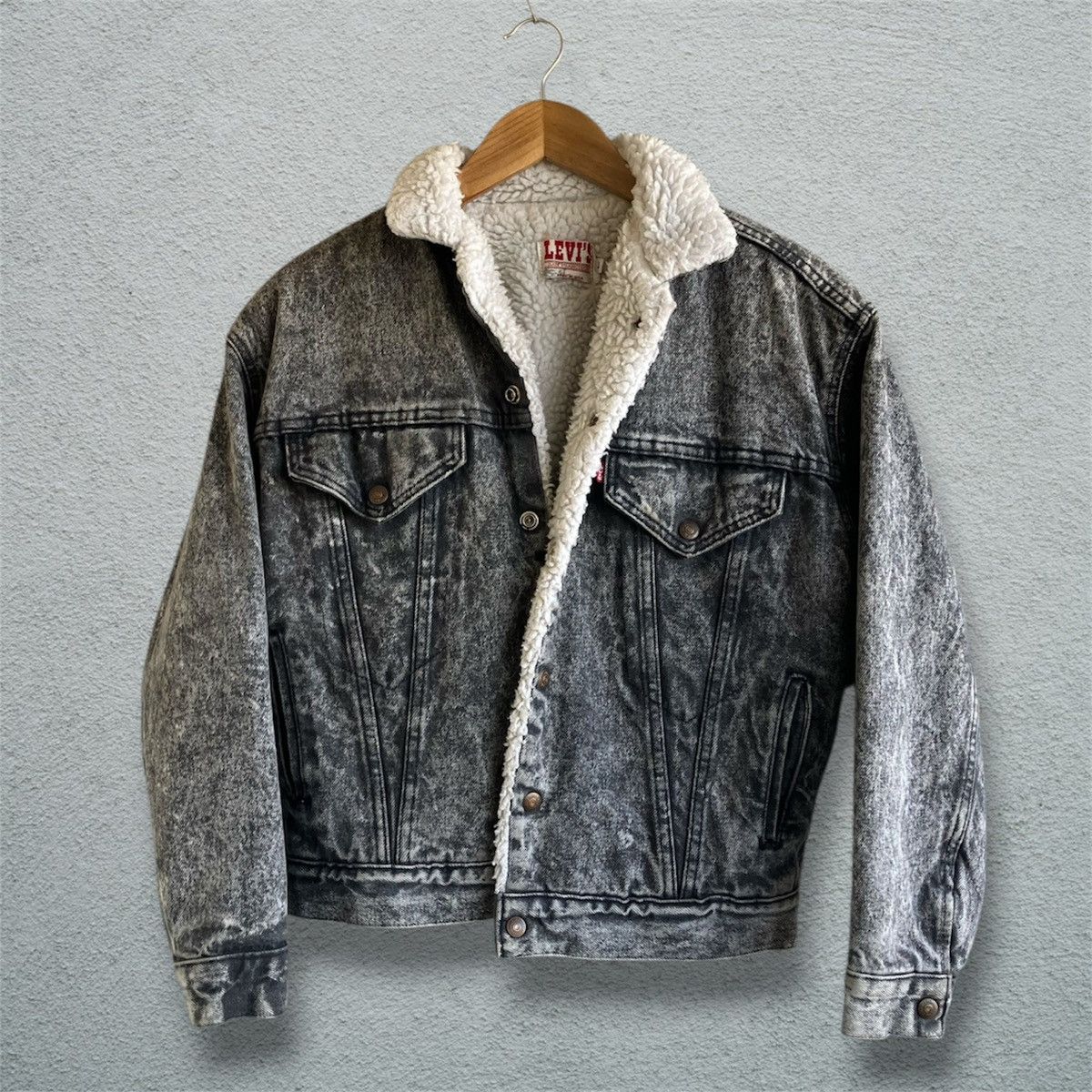 Levi's Vintage 80s Levi’s Sherpa Lined Denim Jacket Jean BLK Wash Size US M / EU 48-50 / 2 - 4 Thumbnail