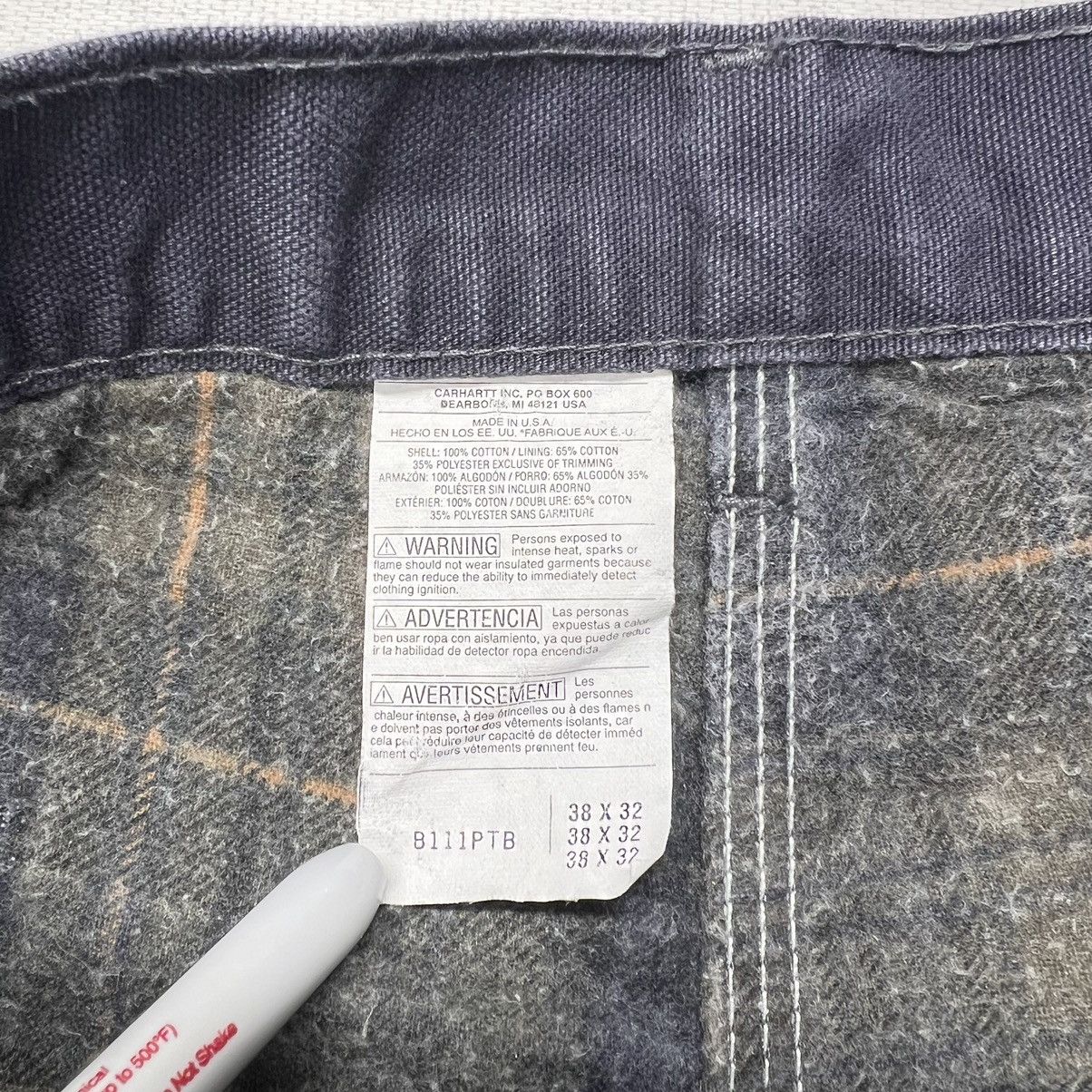 Carhartt × Vintage VTG Carhartt Pants Blue Flannel Lined Loose Fit Baggy Y2K Size US 38 / EU 54 - 7 Thumbnail
