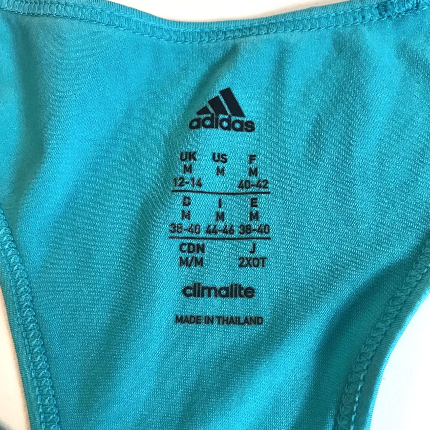 Adidas Adidas Womens Medium Tank Top Turquoise Lite Climalite Racerback Yoga Tennis Size M / US 6-8 / IT 42-44 - 2 Thumbnail